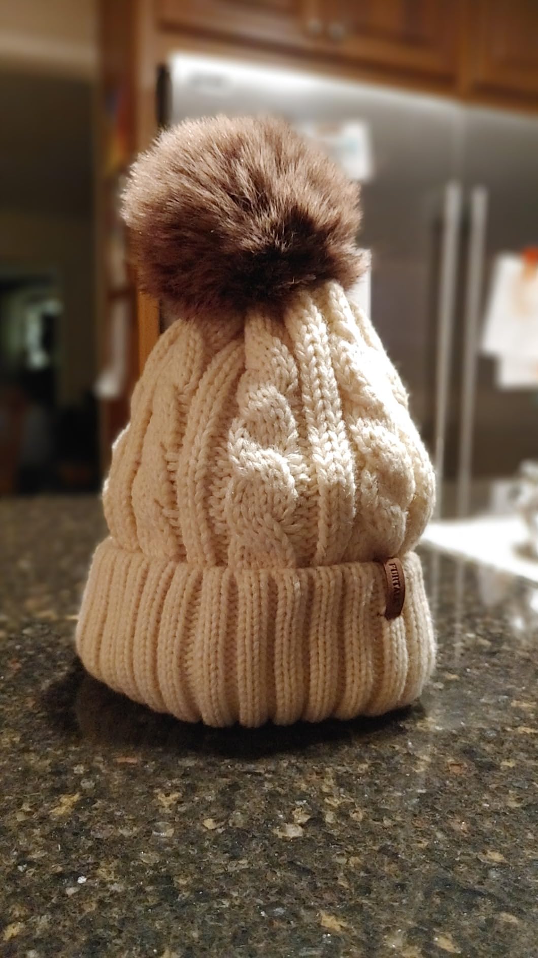 FURTALK Winter Beanie Knit Hat for Women Warm Fleece Lined with Faux Fur Pom Poms Womens Thick Ski Hats Knitted Skull Cap customer photo 1