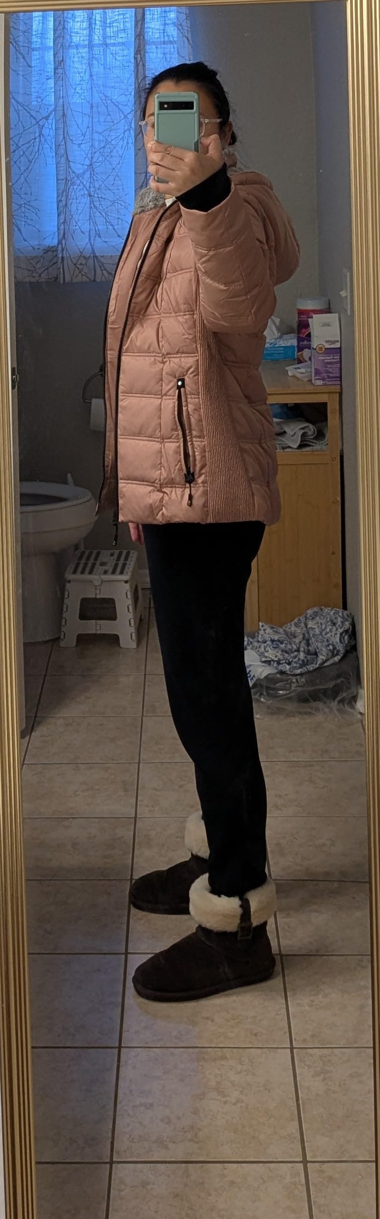 Women Down Puffer Jacket Warm Hooded Winter Down Puffer Coat with Faux-Fur Hood & Collar customer photo 2