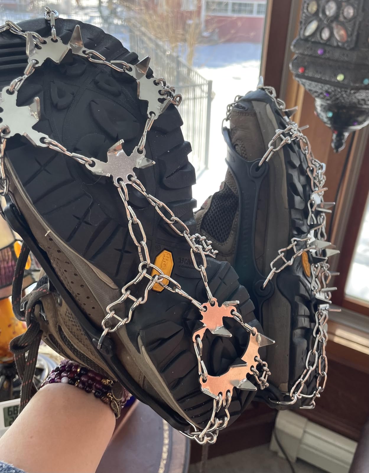 Crampons for Shoes, Traction Cleats Ice Snow Grips with 19 Stainless Steel Spikes, Shoe Talons Anti - Slip Boots Spikes for Walking, Jogging, Climbing and Hiking customer photo 2