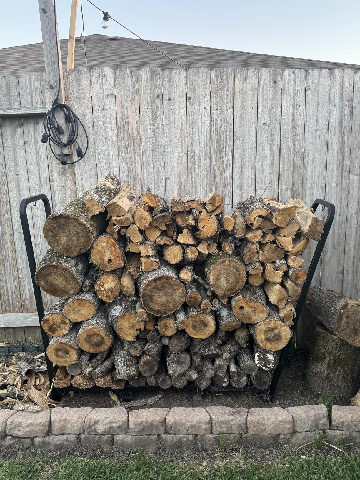 Firewood Rack Stand 4ft Heavy Duty Logs Holder for Outdoor Indoor Fireplace Metal Wood Pile Storage Stacker Organizer, Matte Black customer photo 1