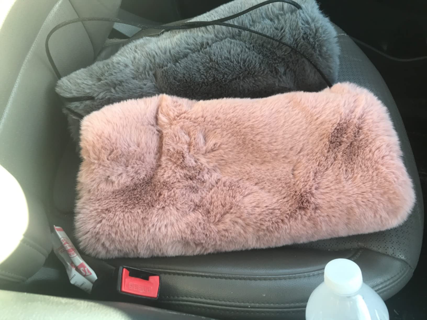 Faux Fur Hand Muffs for Women Winter Warm Arm and Hand Warmer with PU Leather Strap Include Pockets customer photo 1
