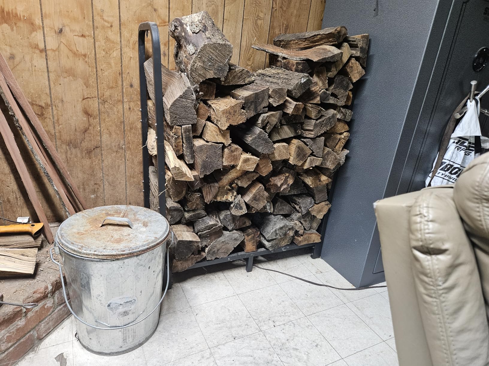 Firewood Rack Outdoor 8ft Heavy Duty Logs Holder for Indoor Fireplace Metal Wood Pile Storage Stacker Organizer, Matte Black customer photo 2