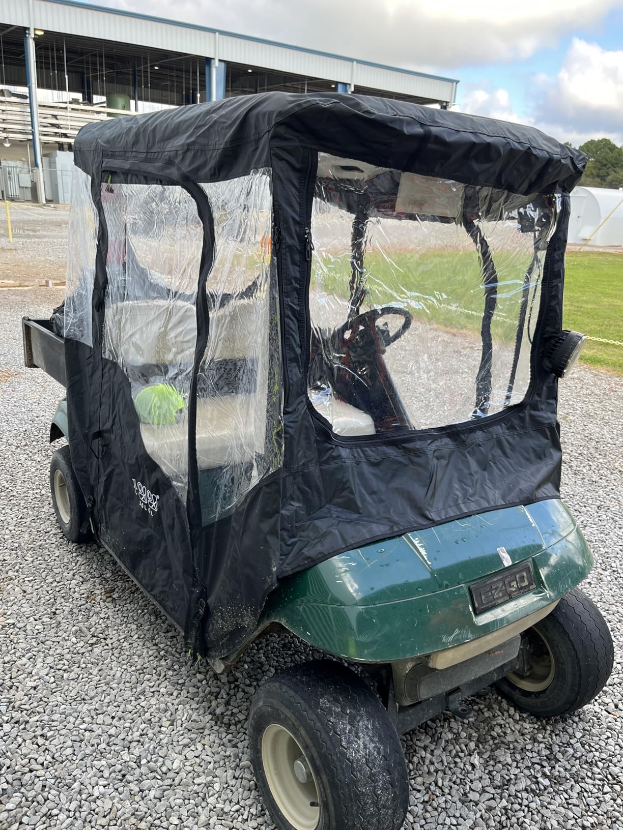 10L0L 2/4 Passenger Golf Cart Driving Enclosure for EZGO TXT/RXV Model, 4-Sided Clear Window 600D Rain Cover All Weather Windproof Waterproof - Black/Beige customer photo 1