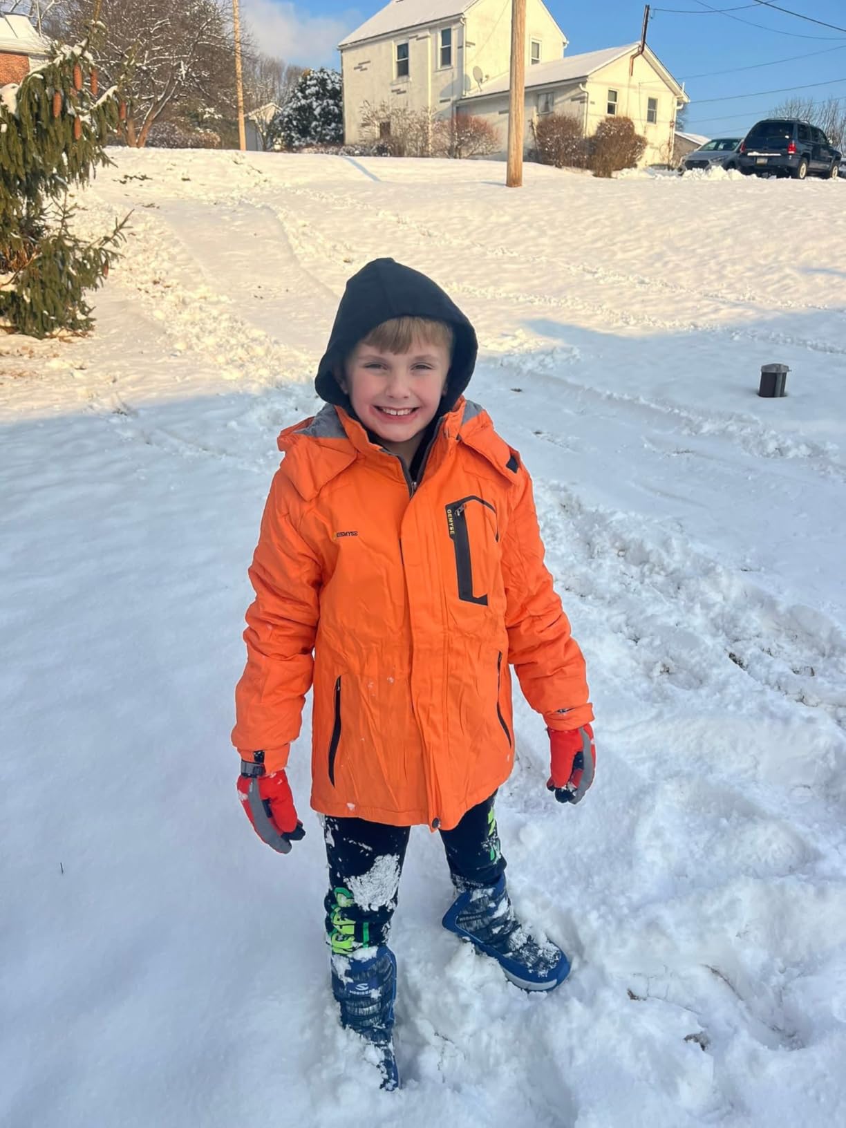 GEMYSE Boy's Waterproof Ski Snow Jacket Hooded Fleece Windproof Winter Jacket customer photo 2