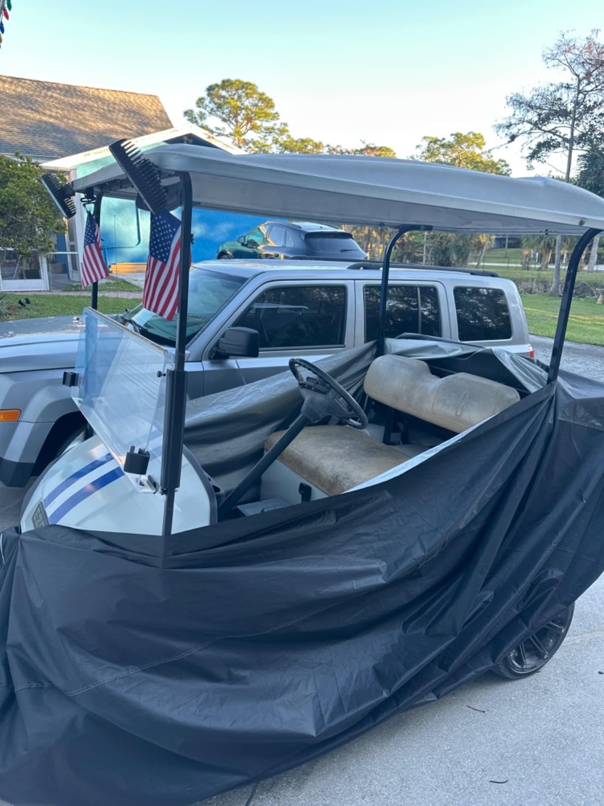 KISEER 4 Passenger 420D Waterproof Golf Cart Cover fits EZ GO Club Car Yamaha, Sunproof Dustproof customer photo 2