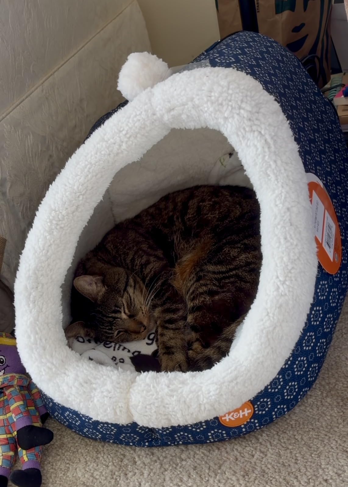 K&H Pet Products Heated Cat Bed - Thermo-Pet Cave for Large Cats, Indoor Heated Pet Bed for Dogs & Cats, Covered Cave Pet Tent, Collapsible, Machine Washable, Safety Listed - 17 X 15 X 13in Gray customer photo 2