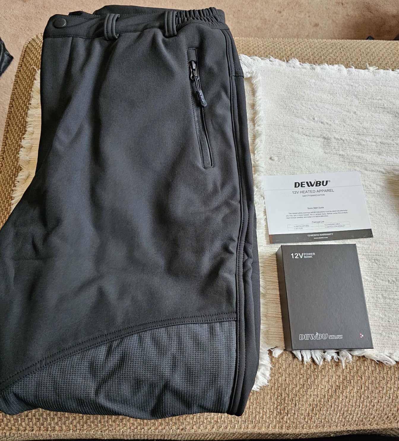 DEWBU Heated Pants for Men with 12V Battery Pack Fleece Lined Outdoor Softshell Pants Electric Heating Trousers customer photo 2