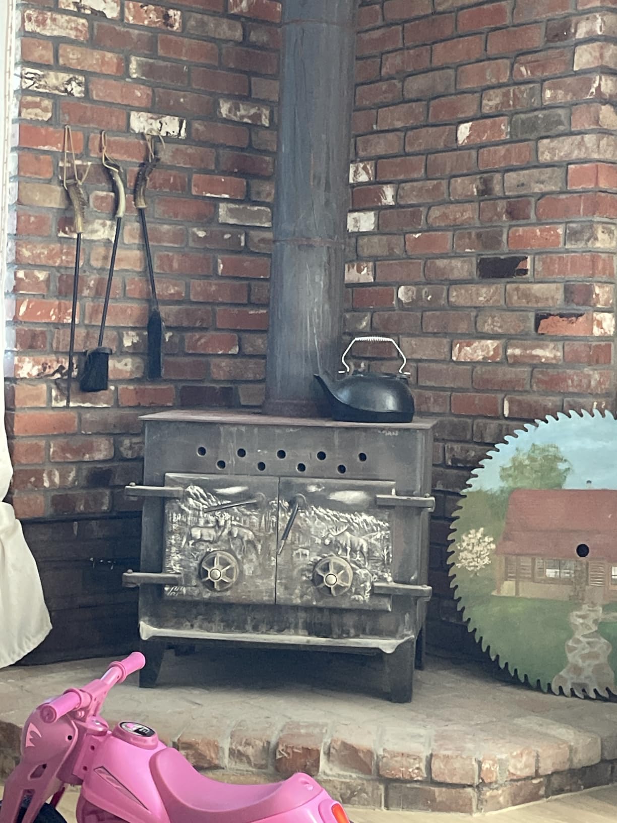 Fire Beauty Humidifying Iron Kettle, Stove Humidifier, Wood Stove Kettle, Cast Iron, Chrome handle customer photo 1