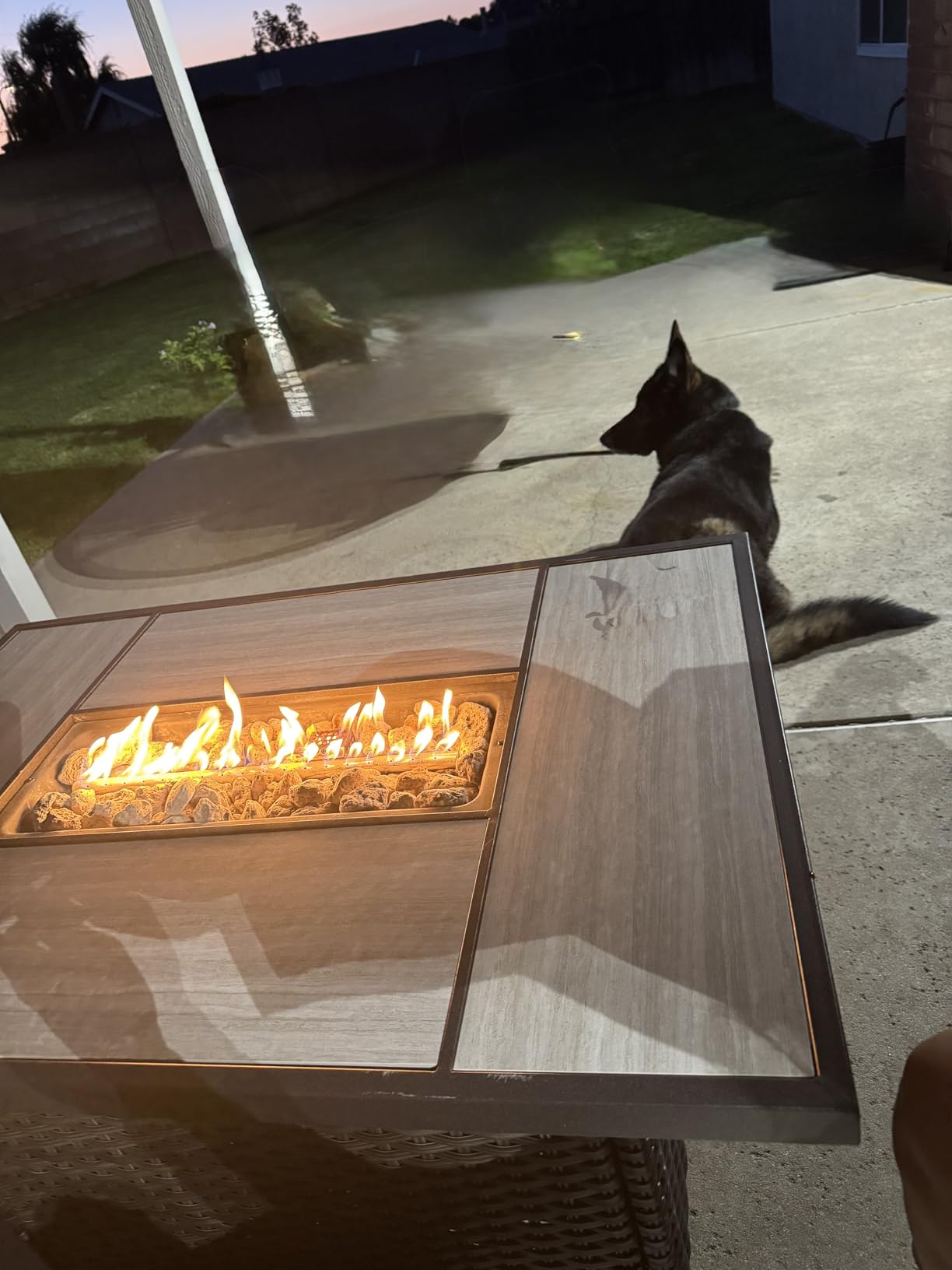 Grand Patio Outdoor 43-Inch CSA Safety Approved Gas Fire Pit Table 60,000 BTU Rectangle Propane Fire Pit with Ceramic Tile Top and Wicker Base customer photo 2