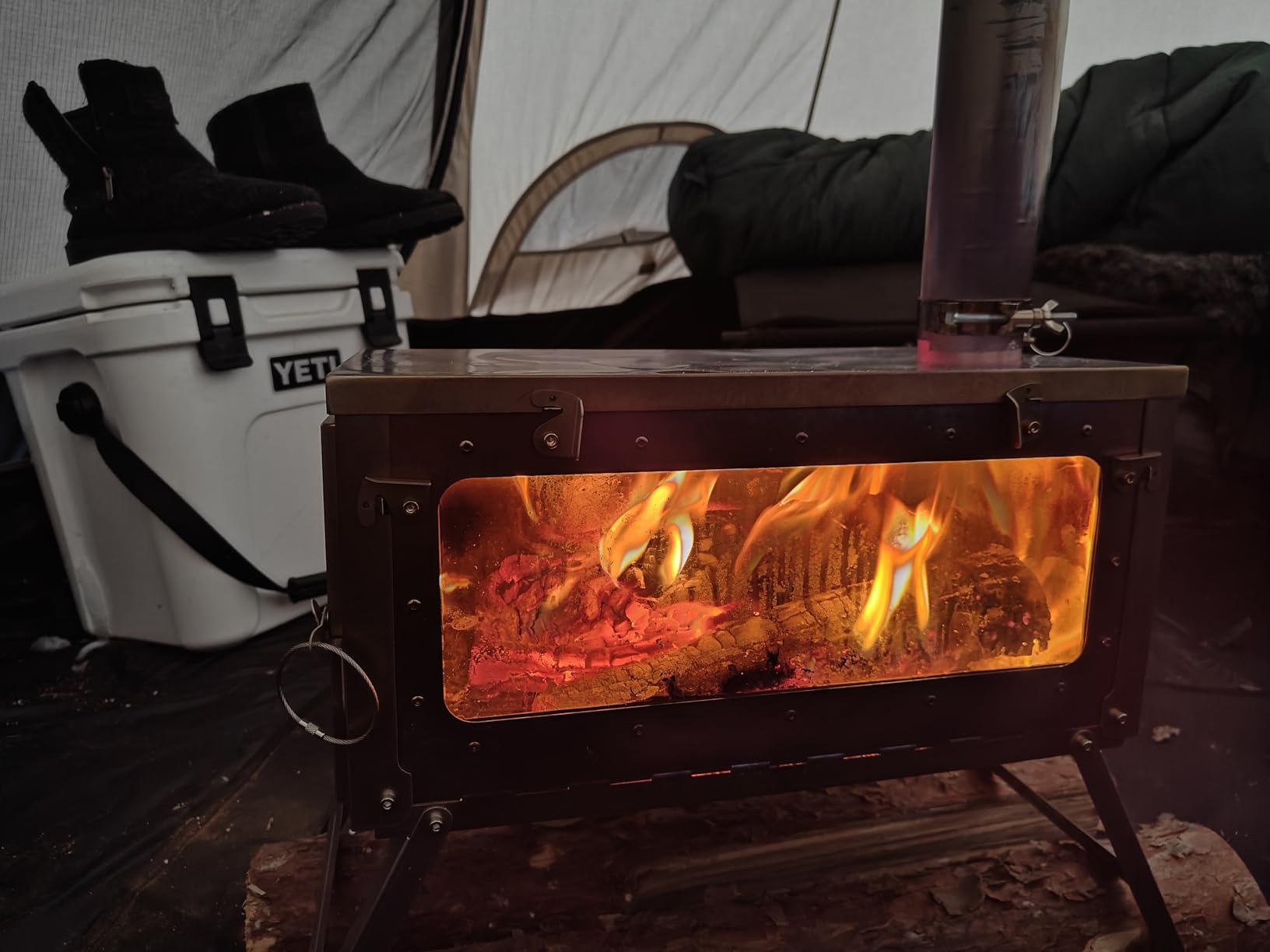 DANCHEL OUTDOOR TSG Portable TA1 Titanium Tent Wood Stove for Backpacking Camping, Collapsible Hot Tent Stove Rollable Chimney Pipe Cooking Hiking customer photo 1
