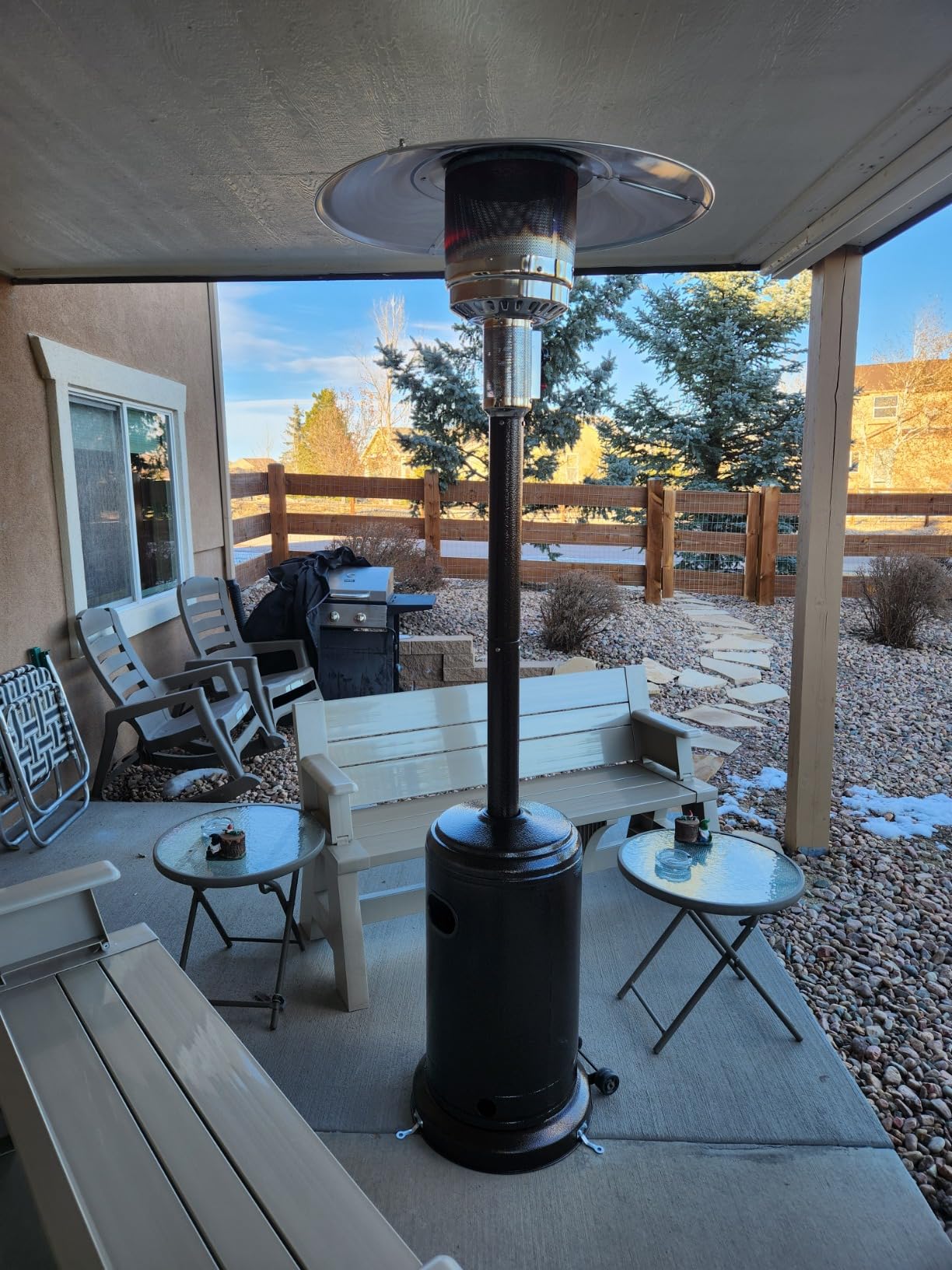 Giantex 50,000 BTU Propane Patio Heater for Outdoor Use, Heat Lamp With Wheels, Trip-over Protection & CSA Certified for Commercial and Household, Grey customer photo 2