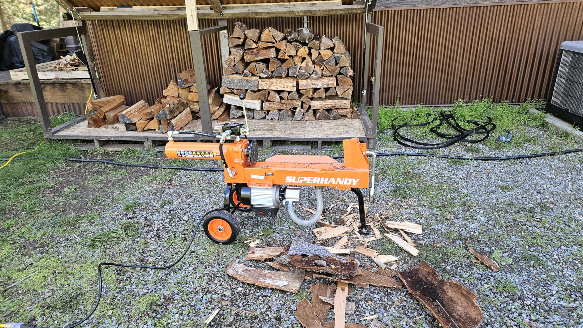 SuperHandy Log Splitter Portable Electric 14 Ton Rapid Auto Return Hydraulic Ram System customer photo 1