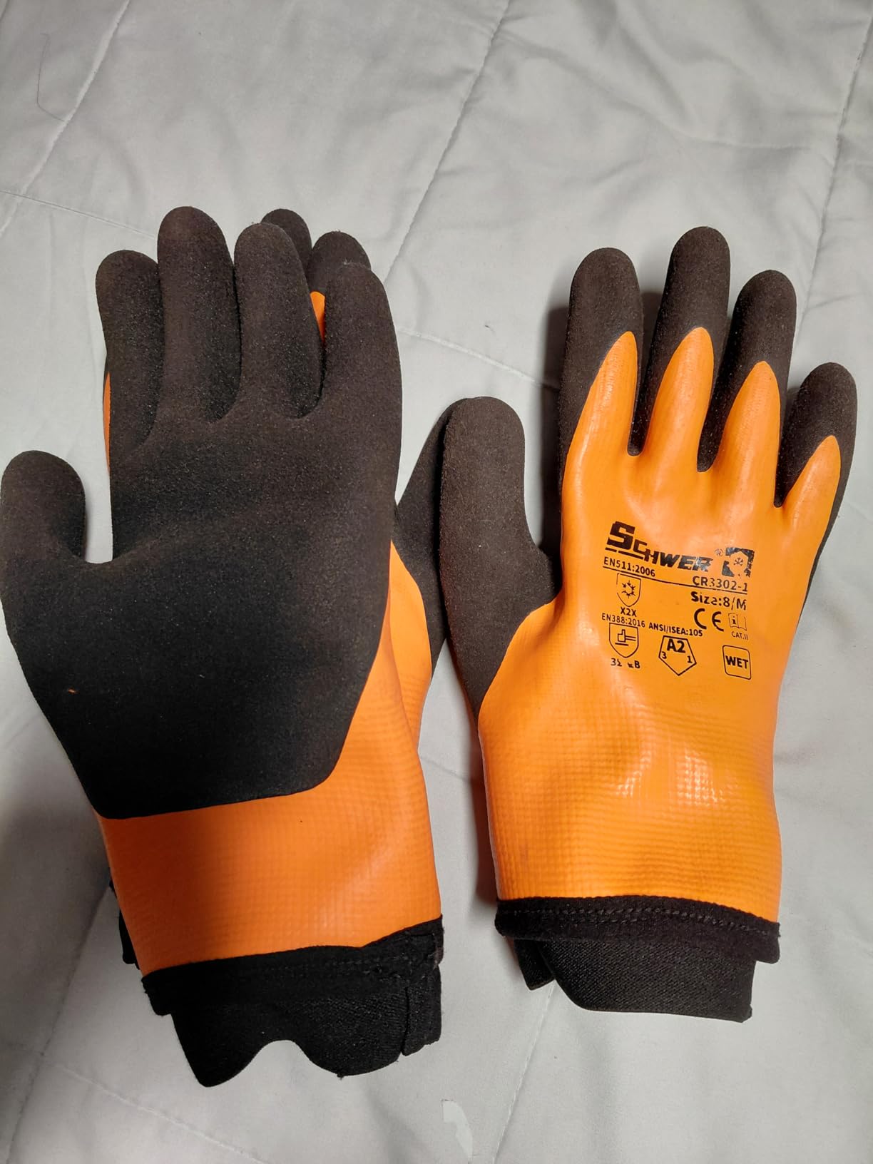 Schwer 2 Pairs 100% Waterproof Winter Work Gloves, ANSI A2 Cut Resistant Freezer Gloves for Outdoor Cold Weather Keep Hands Warm customer photo 2