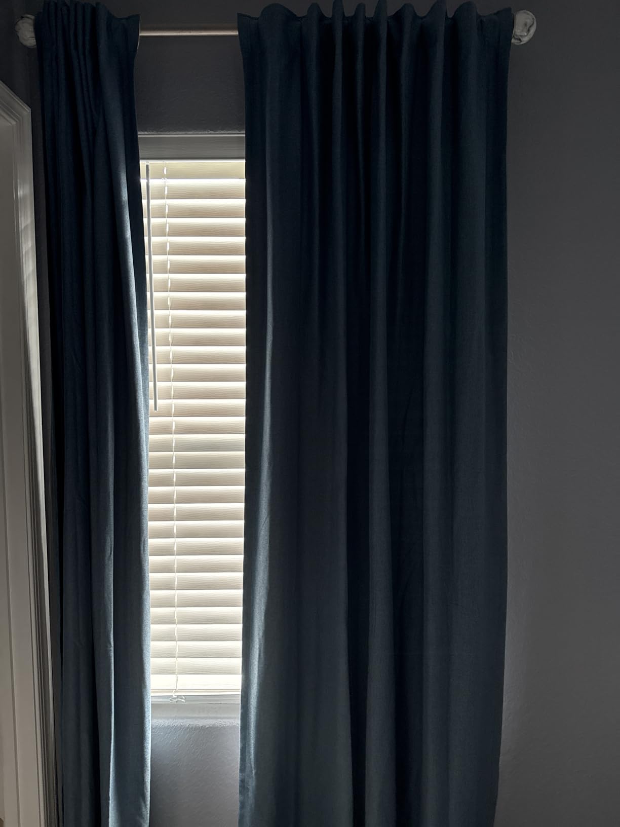 INOVADAY 100% Blackout Curtains for Bedroom, Black Out Curtains 84 Inch Long, Clip Rings Linen Blackout Drapes, Thermal Insulated Room Darkening for Living Room, 2 Panels - Beige, W50xL84 customer photo 2