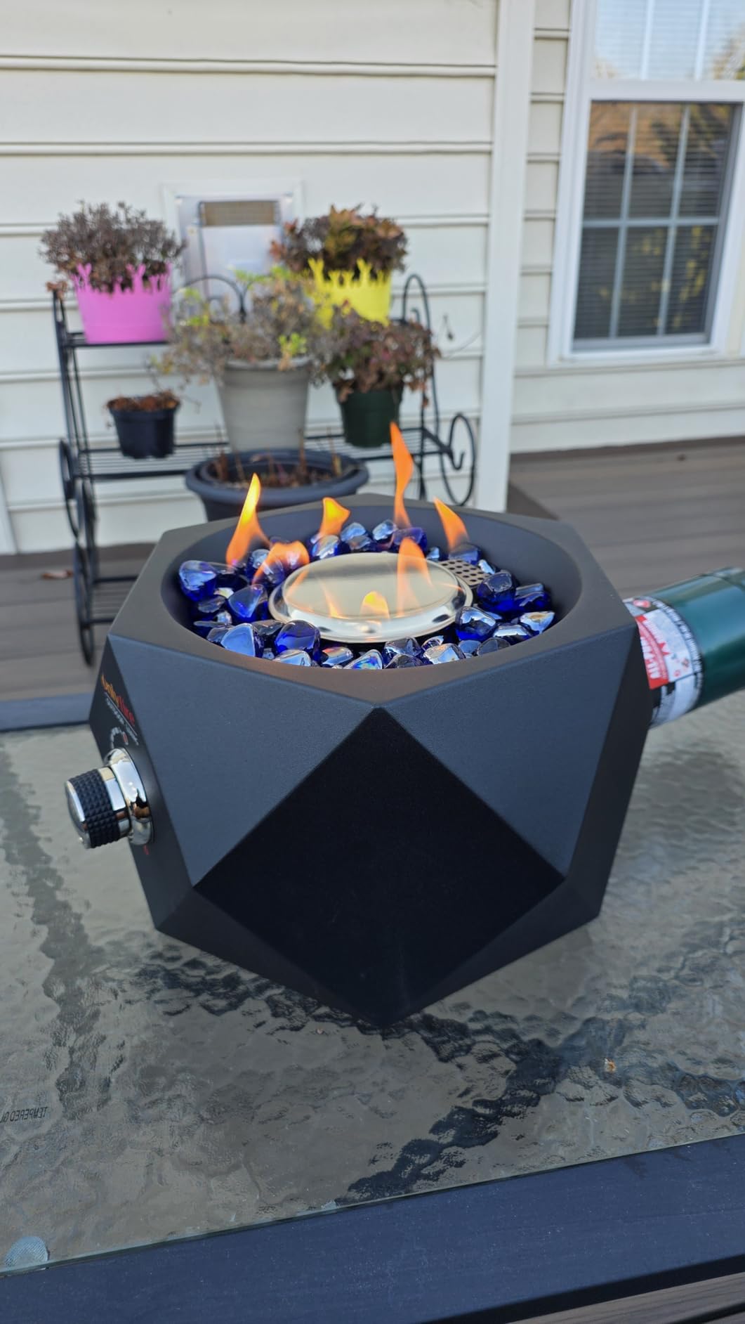 14-inch Modern Tabletop Gas Fire Pit, Portable Firepit Works with 1lb Propane Gas for Patio Backyard Porch Camping RV Tailgating, Side-Mounted, FP004 customer photo 1