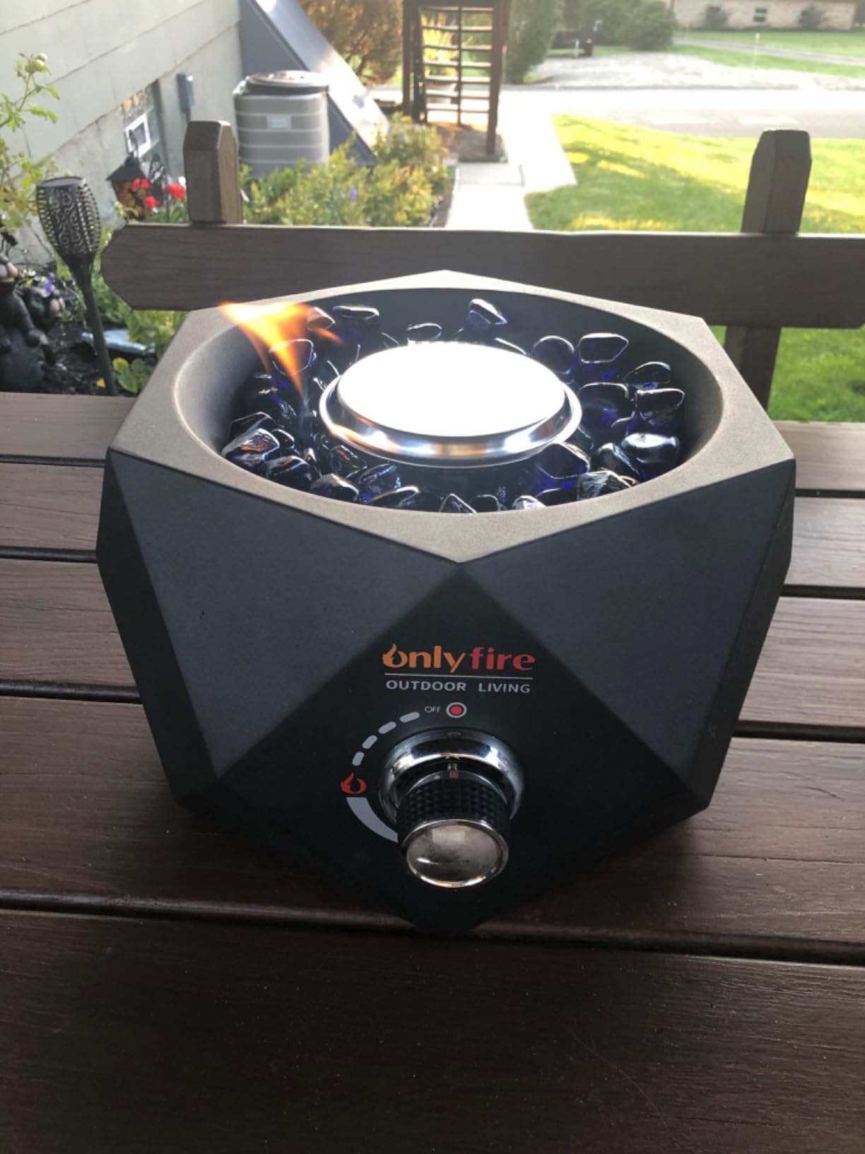 14-inch Modern Tabletop Gas Fire Pit, Portable Firepit Works with 1lb Propane Gas for Patio Backyard Porch Camping RV Tailgating, Side-Mounted, FP004 customer photo 2