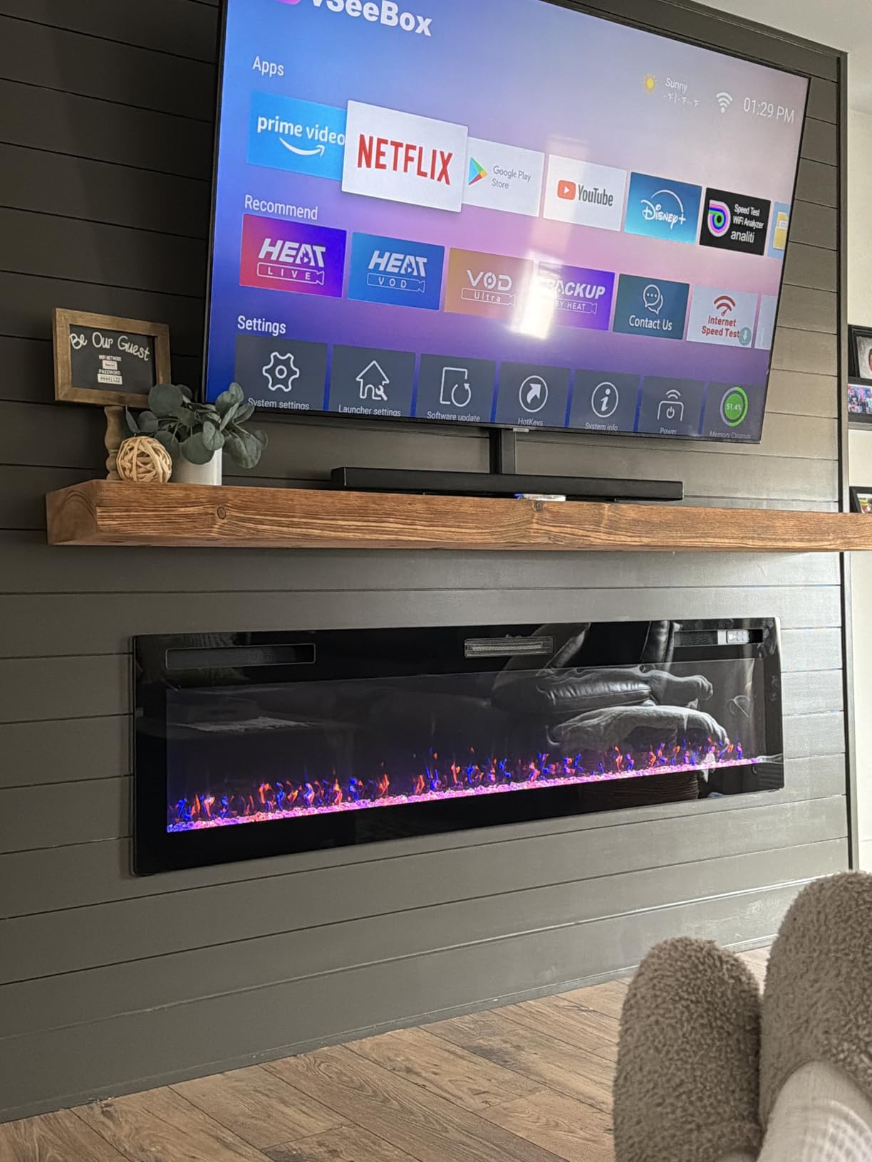 BOSSIN 72 inch Ultra-Thin Silence Linear Electric Fireplace, Recessed Wall Mounted Fireplace, Fit for 2 x 4 and 2 x 6 Stud, 12 Adjustable Flame Color & Speed, Remote Control with 8h Timer customer photo 2