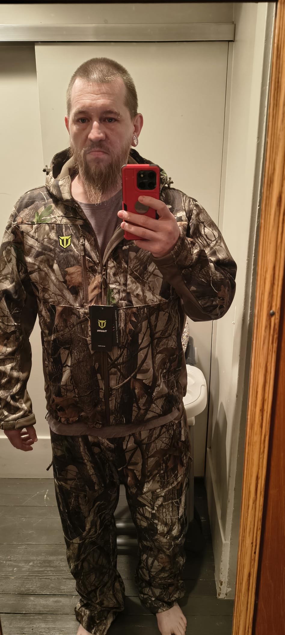 Hunting Clothes for Men with Fleece Lining, Safety Strap Compatible Water Resistant Silent Hunting Jacket and Pants customer photo 1