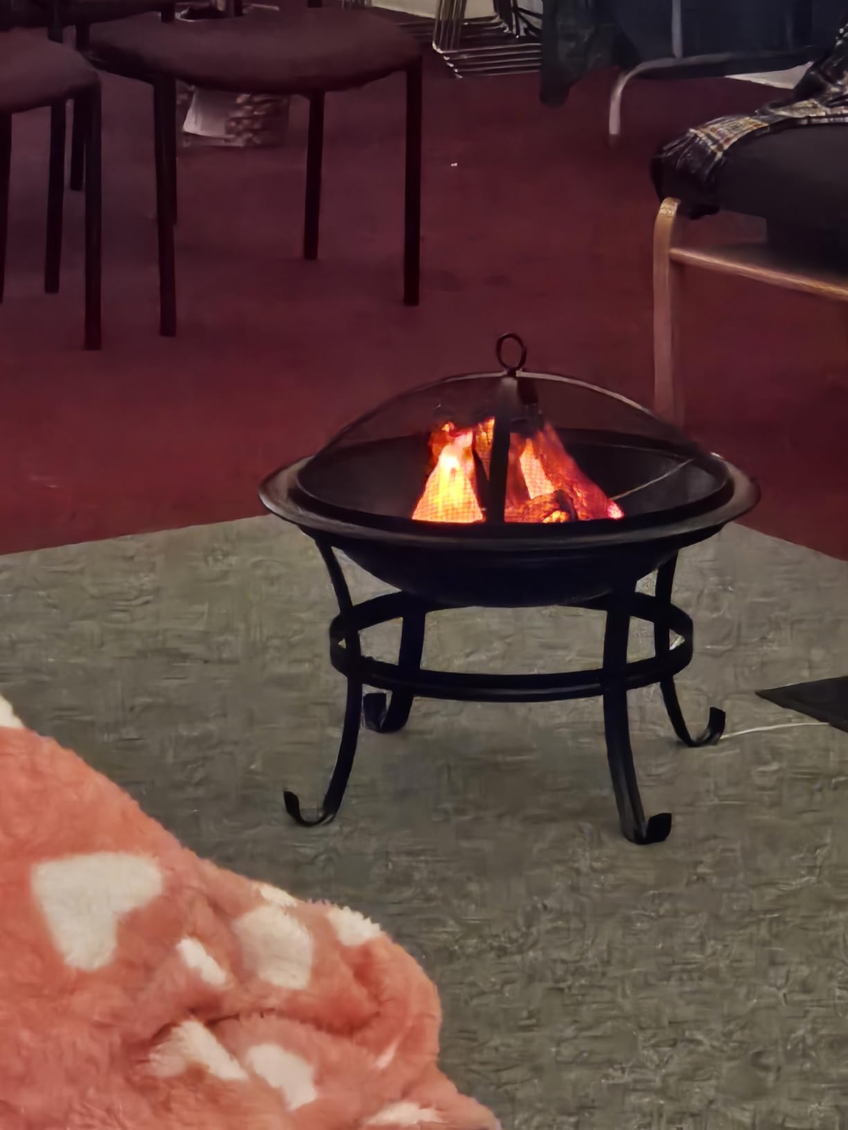 Gas One 22 in Outdoor - Wood Burning Fire Pit with Mesh Lid and Fire Picker - Durable Alloy Steel Fire Pits for Outside - Small Fire Pit for Backyard, Porch, Deck, Camping, BBQ customer photo 1