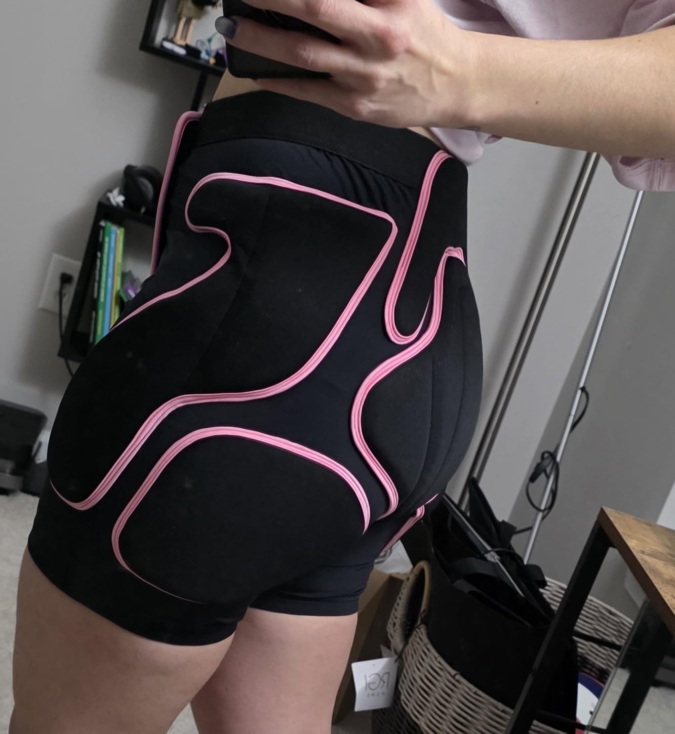 BelugaDesign 3D Protection Padded Shorts Knee Set | Hip Butt Tailbone Impact Shorts for Ski Skateboard Snowboard Volleyball Ice Figure Skating | Adjustable Breathable Knee Brace for Women, Pink Black customer photo 2