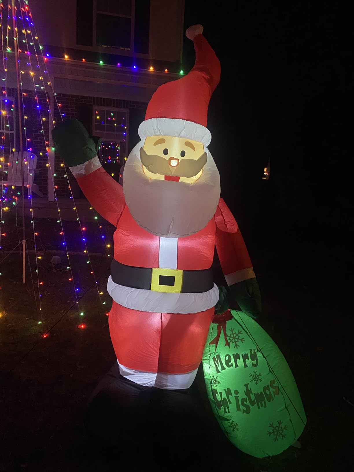 FunFanso 8FT Santa Claus with Gift Bag, IP44 Weatherproof customer photo 2