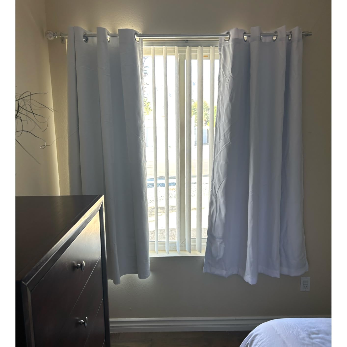 ChrisDowa 100% Blackout Curtains for Bedroom with Black Liner, 2 Thick Layers Total Blackout Thermal Insulated Grommet Window Curtains 63 Inch Length 2 Panels Set (Light Grey, 42 x 63 Inch) customer photo 1