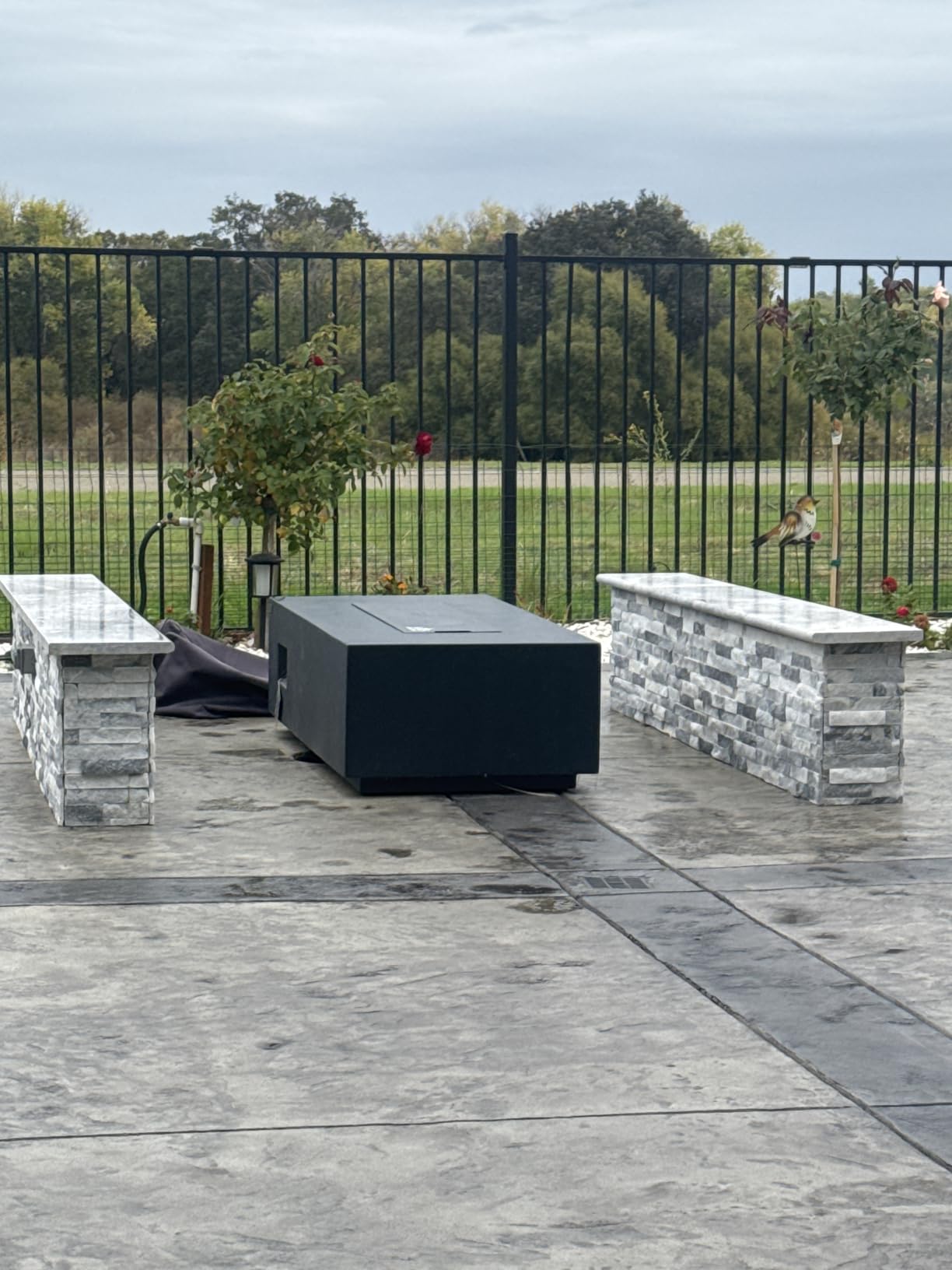AMS Creations | Chelsea 55 inches Rectangular Natural Gas Outdoor Fire Pit Table | Concrete GFRC Fire Pit Table | with SS Burner, Canvas Cover, SS Lid, Lava Rock, and Wind Guard Included customer photo 1