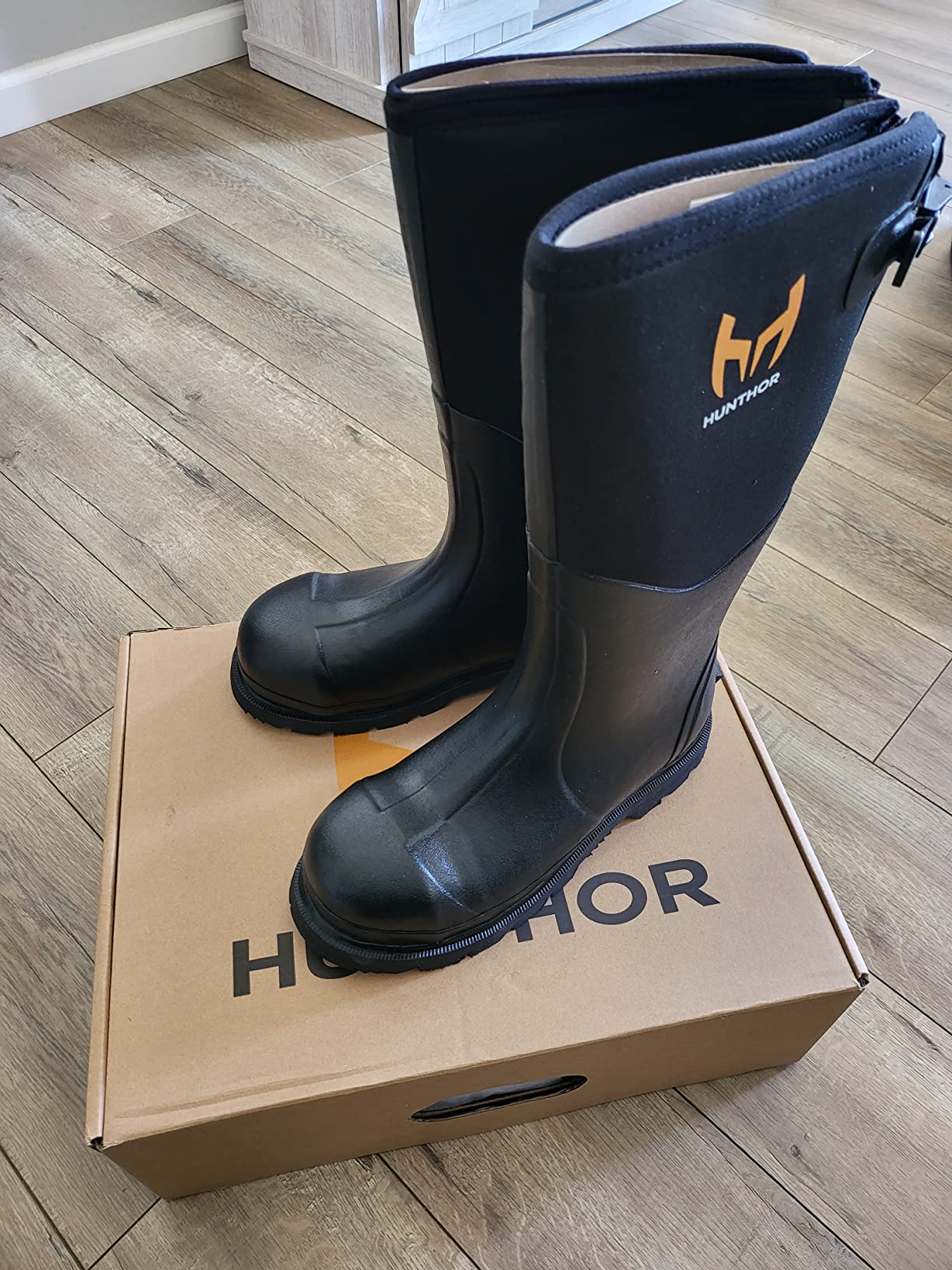 Rubber Work Boots, Puncture-Proof with Steel Toe & Shank, Waterproof Insulated 6mm Neoprene Hunting Boots for Farming, Construction, Gardening, Fishing, Outdoor Work customer photo 2