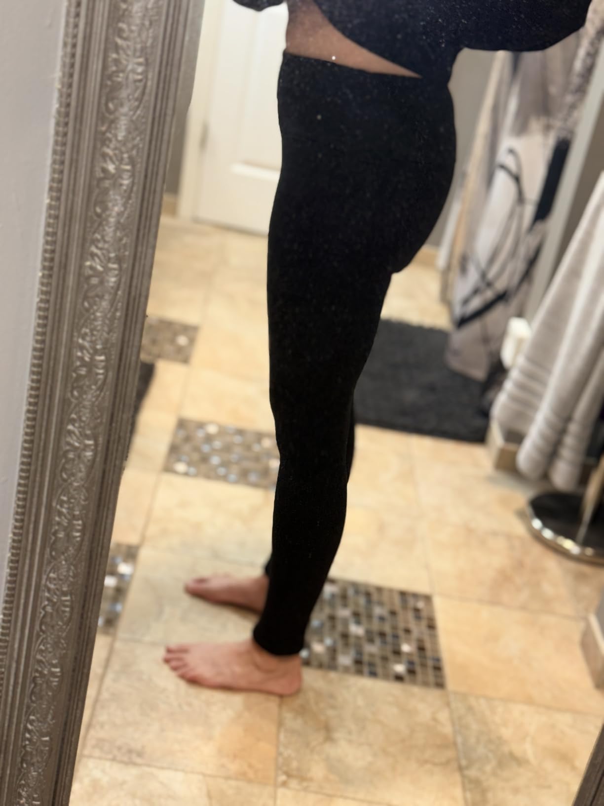 Fleece Lined Leggings Women - Thick Soft High Waisted Black Tummy Control Thermal Warm Velvet Pants for Cold Winter customer photo 2