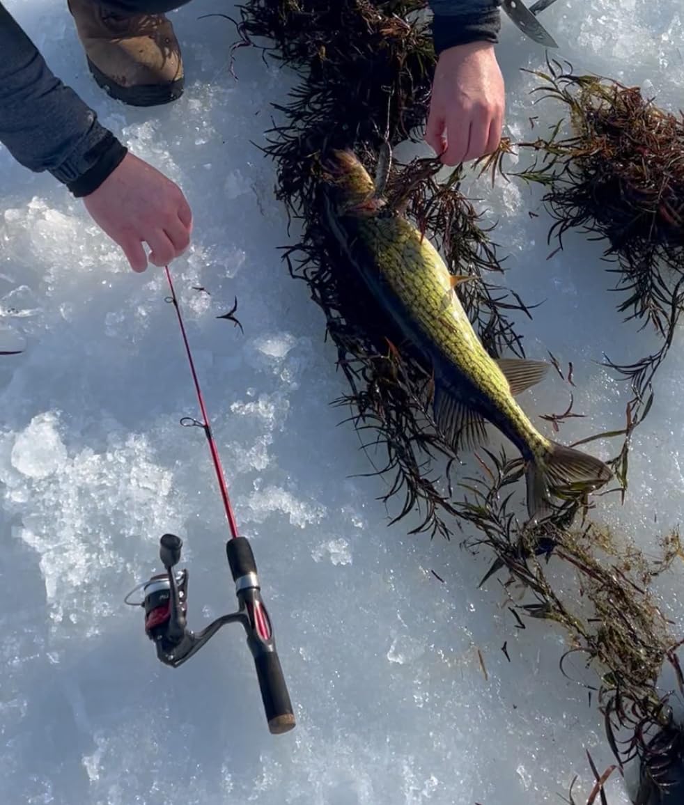 PLUSINNO Ultralight Ice Fishing Rod and Reel Combo, 25-28 inch Sensitive Ice Fishing Pole Ice Fishing Gear for Walleye Perch Panfish Bluegill customer photo 1