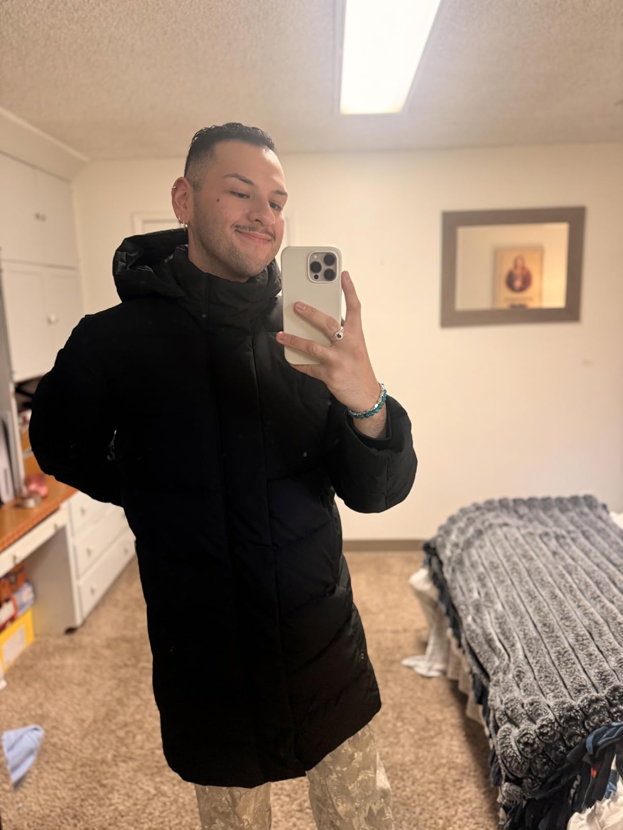 Mens Hooded Long Puffer Coat customer photo 1