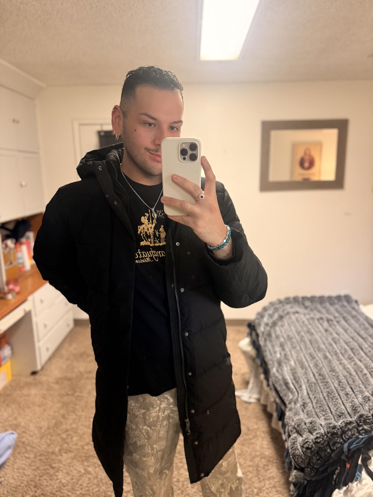 Mens Hooded Long Puffer Coat customer photo 2