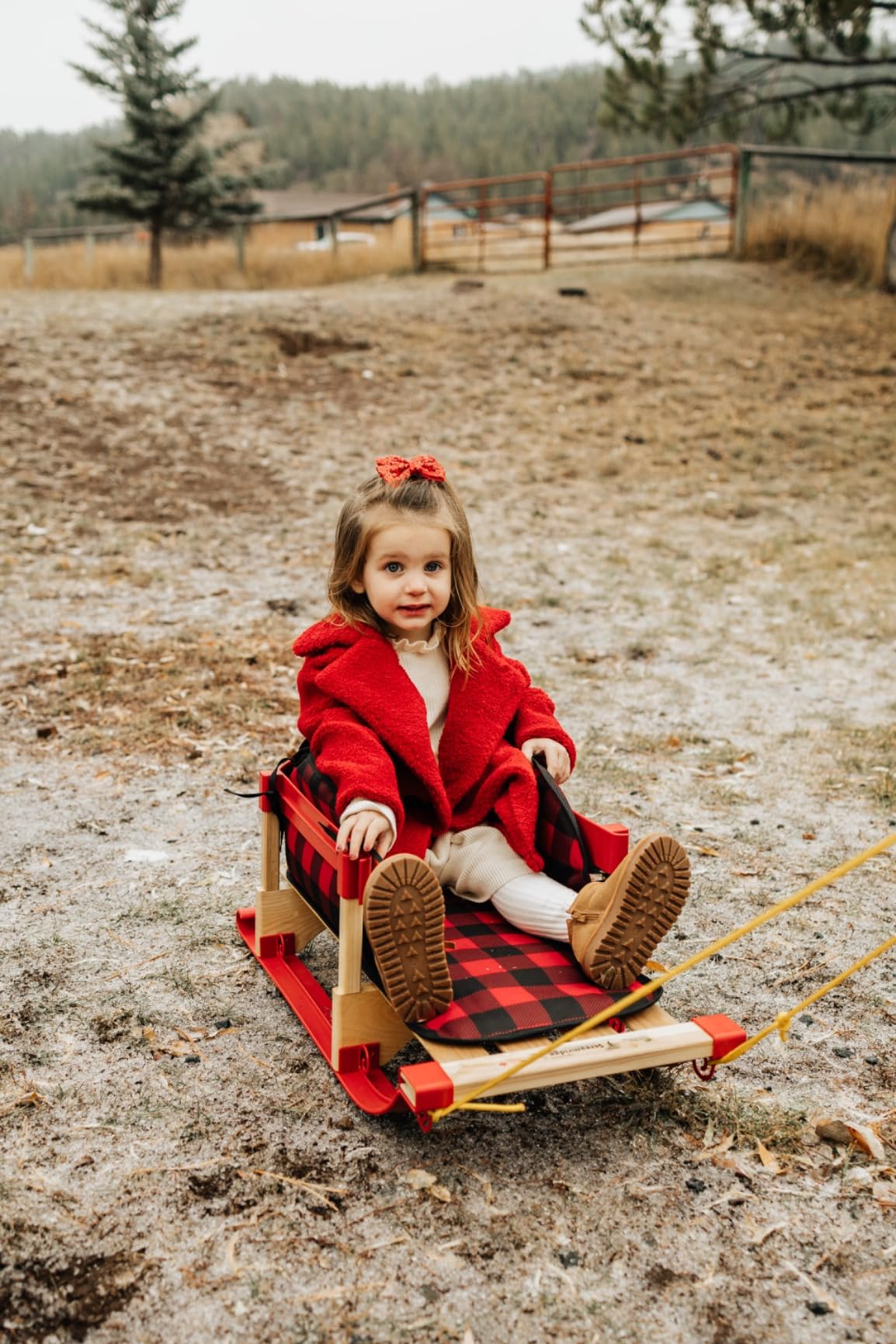 Superio Children Wooden Sled, Snow Sled for Toddlers, Kids Sleigh with Pull Ropes and Cushion, Baby Sled customer photo 1
