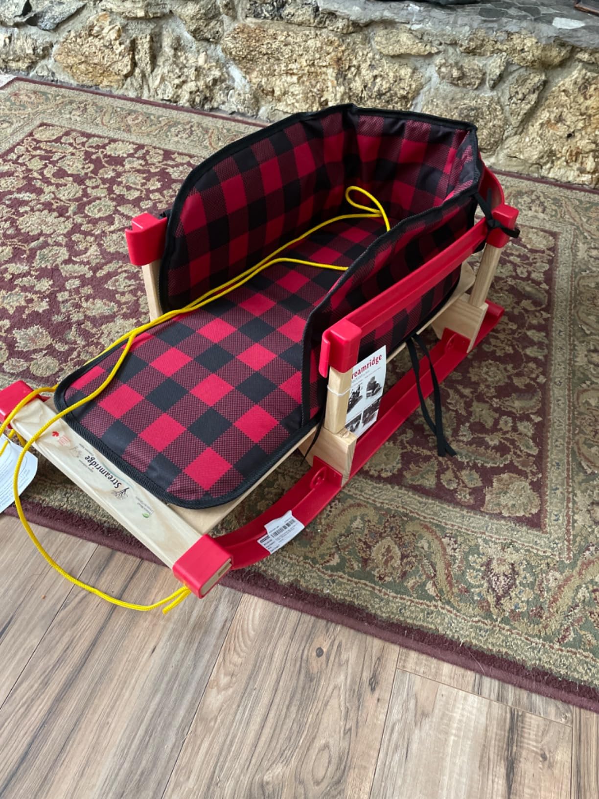 Superio Children Wooden Sled, Snow Sled for Toddlers, Kids Sleigh with Pull Ropes and Cushion, Baby Sled customer photo 2