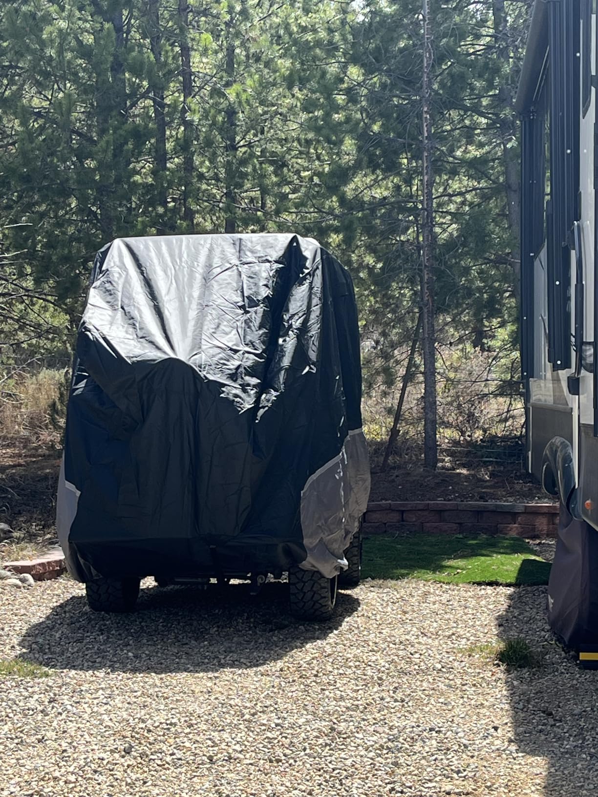 2+2/4 Passenger Golf Cart Cover Fits EZGO, Club Car, Yamaha, 420D Waterproof Windproof Sunproof Outdoor All-Weather Full Cover -Black/Gray-L customer photo 1