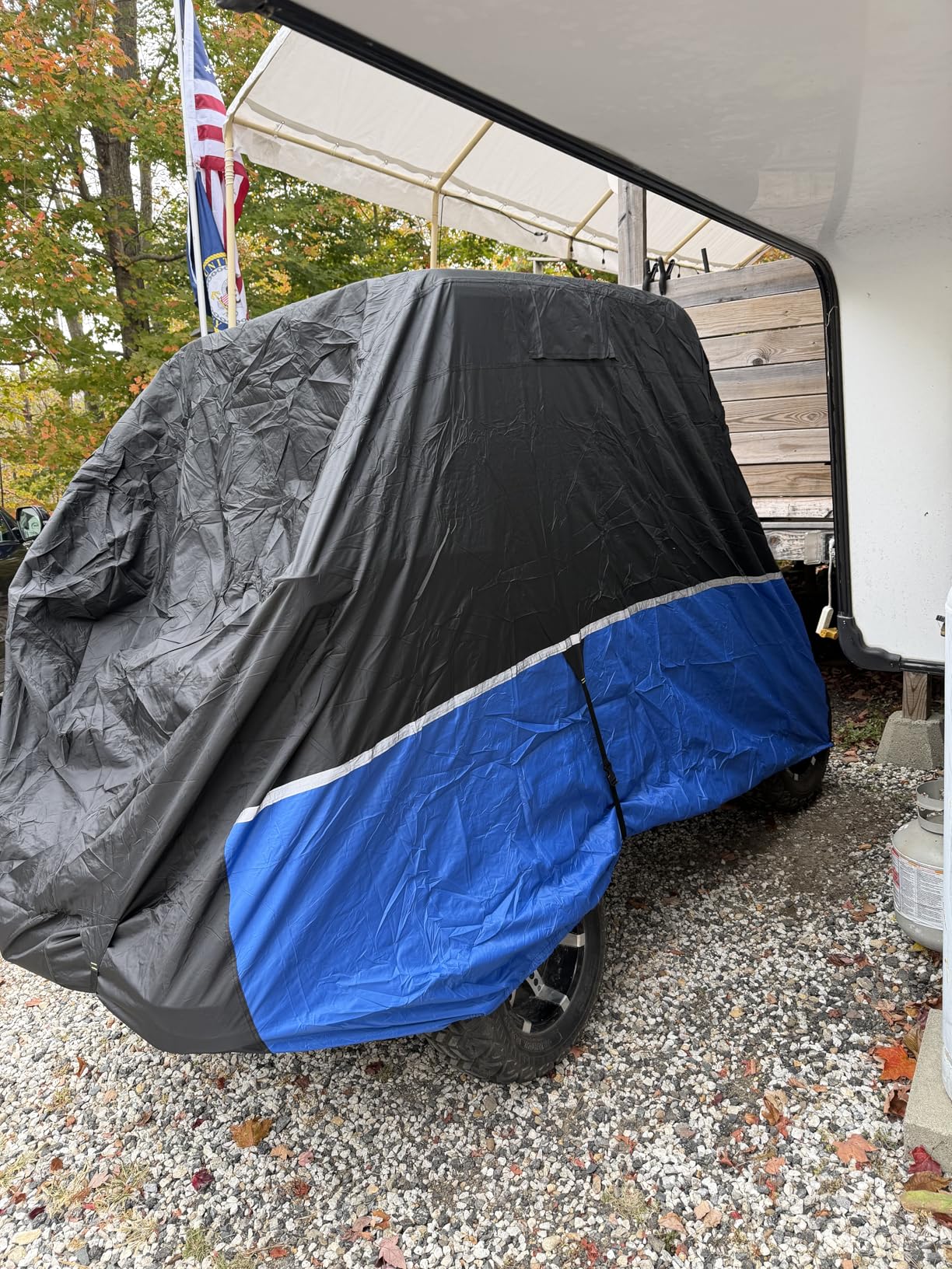 2+2/4 Passenger Golf Cart Cover Fits EZGO, Club Car, Yamaha, 420D Waterproof Windproof Sunproof Outdoor All-Weather Full Cover -Black/Gray-L customer photo 2