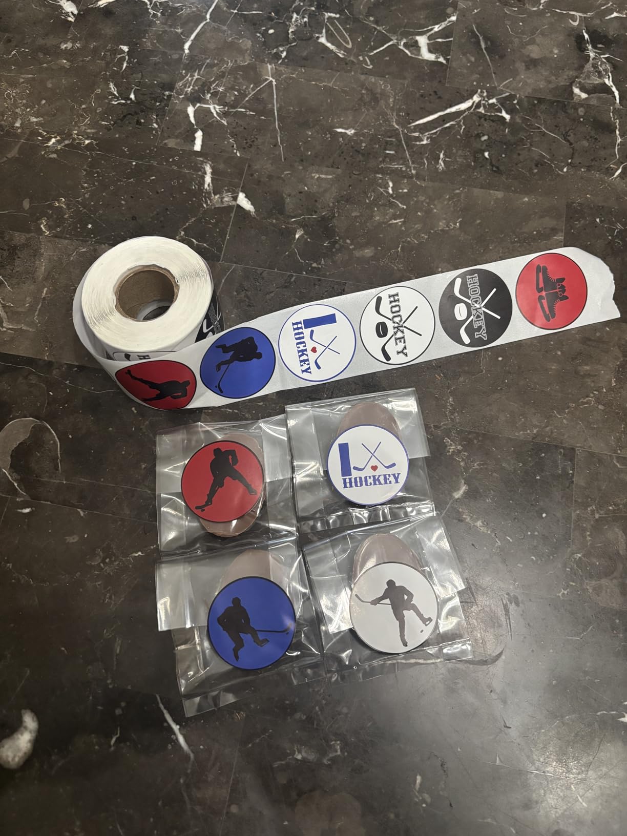 500 Pieces Hockey Labels Roll Stickers - Hockey Sport Party Supplies Decorations Favors Jar Containers Letter DIY Sticker Labels Decals customer photo 1