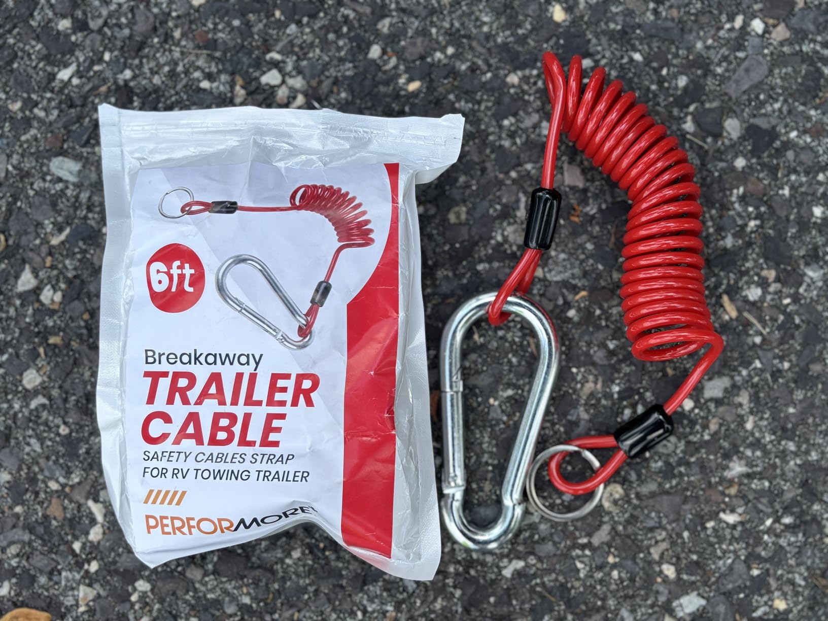 Performore Breakaway Trailer Cable - Heavy Duty Steel Wire Coiled Safety Cables Strap for RV Towing Trailer - Stainless Steel Spring Towing Coil for Enhanced Durability - Extends up to 6ft (1) customer photo 1