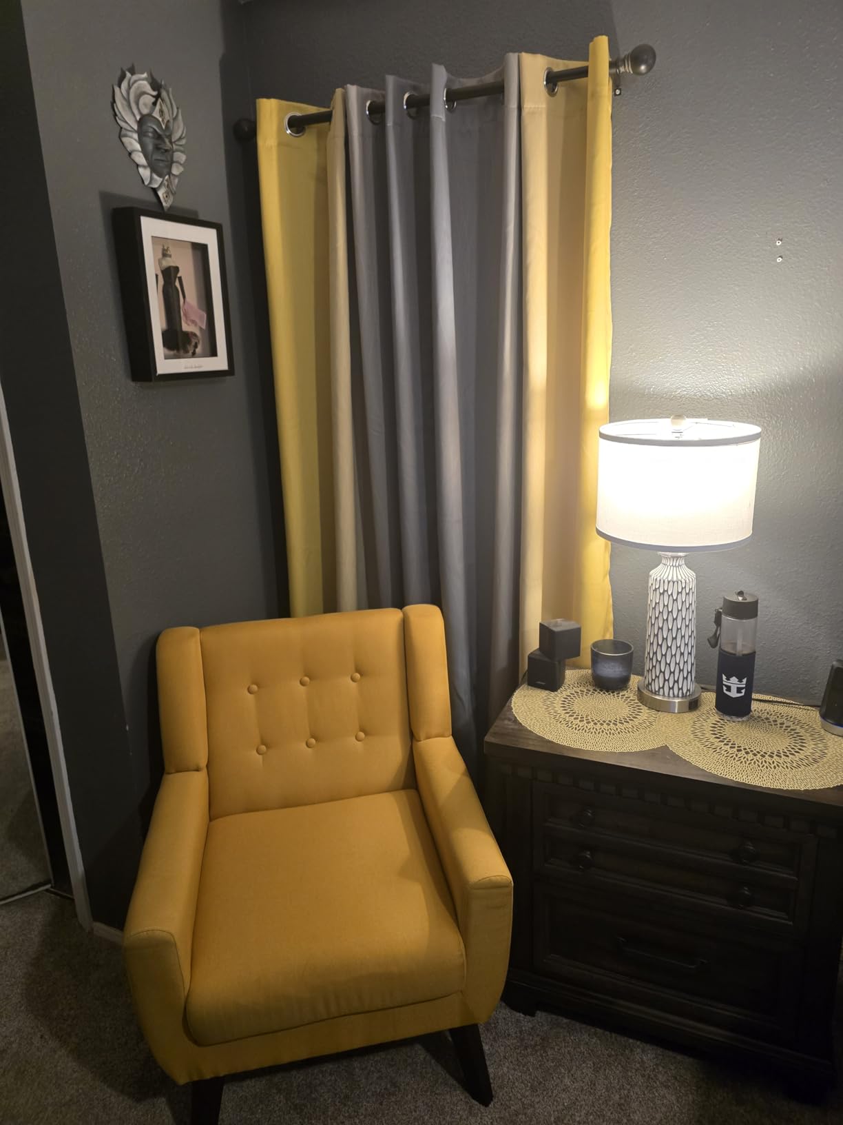 Estelar Textiler Navy Blue and Greyish White Blackout Curtains for Bedroom 84 Inches Long, Full Room Darkening Grommet Curtains for Living Room, Thermal Insulated Ombre Drapes, 52Wx84L, 2 Panels customer photo 1