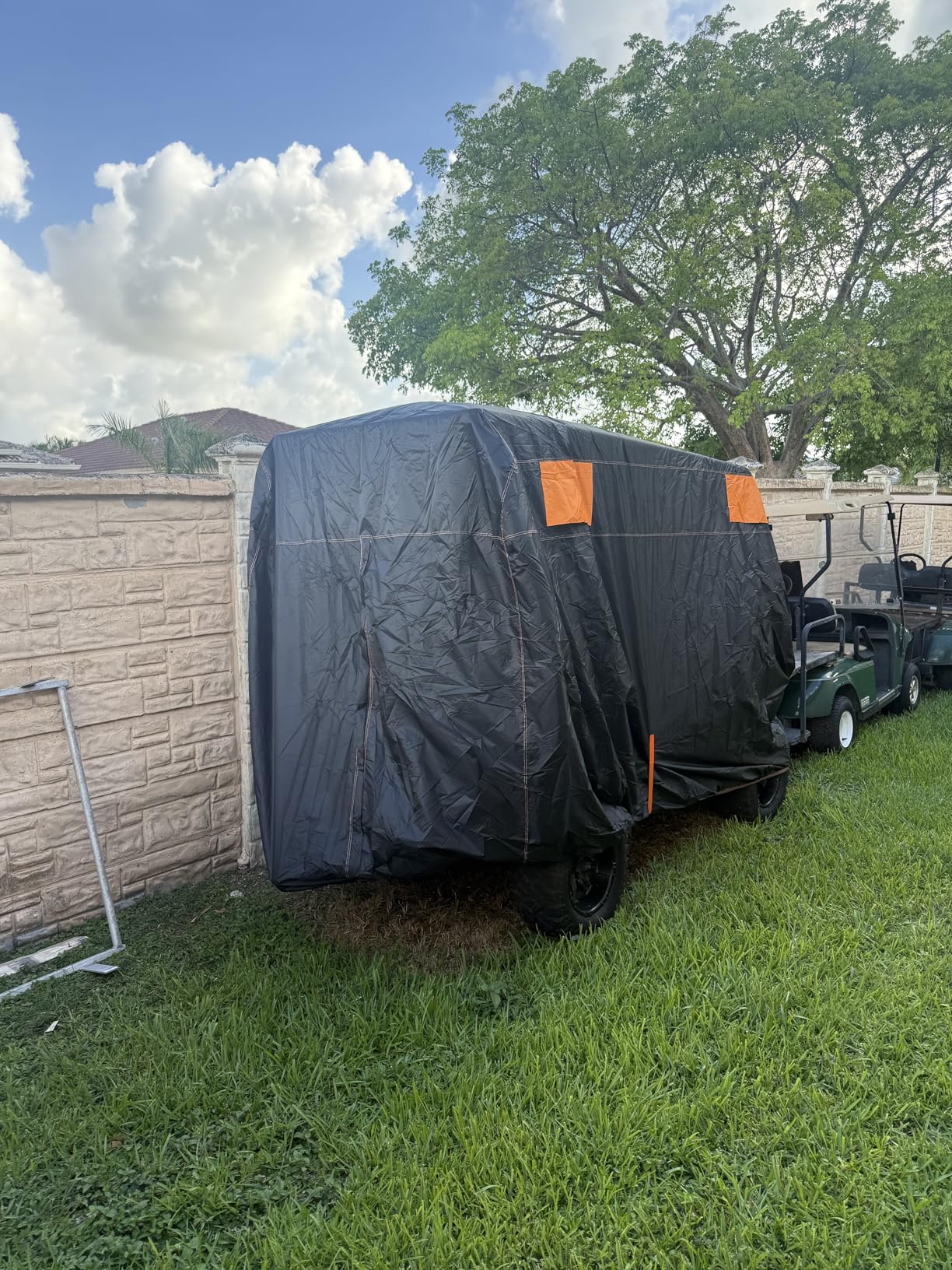NEVERLAND Golf Cart Cover 4 Passenger, Heavy Duty 420D Golf Cart Covers, Waterproof Club Car Golf Cart Cover with Zipper Doors Compatible with EZGO Yamaha Club Car 4 Seat (Up to 115 Inch) customer photo 1
