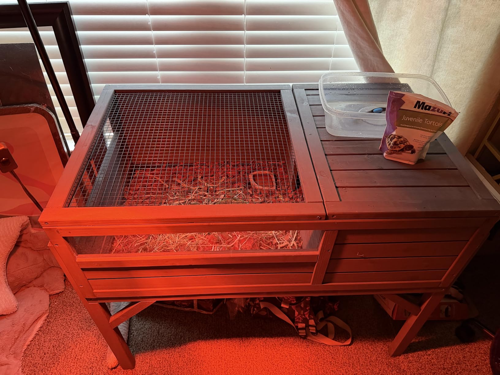 Aivituvin Tortoise Habitat Turtle Enclosure, Wooden Tortoise House Reptile Cage for Small Animals Indoor-Outdoor, Adjustable Lamp Holder Included customer photo 1