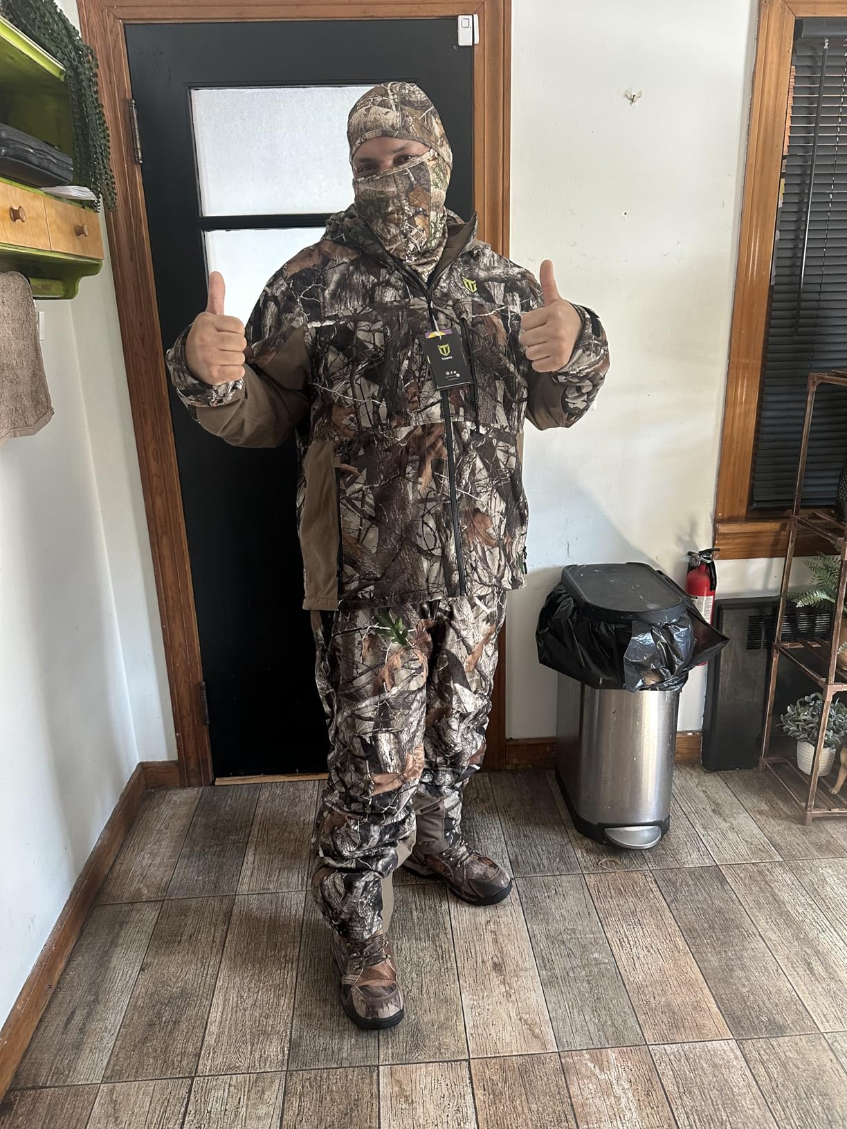 Hunting Clothes for Men with Face Mask, Silent Waterproof Hunting Jacket and Adjustable Bibs, Safety Strap Compatible customer photo 1