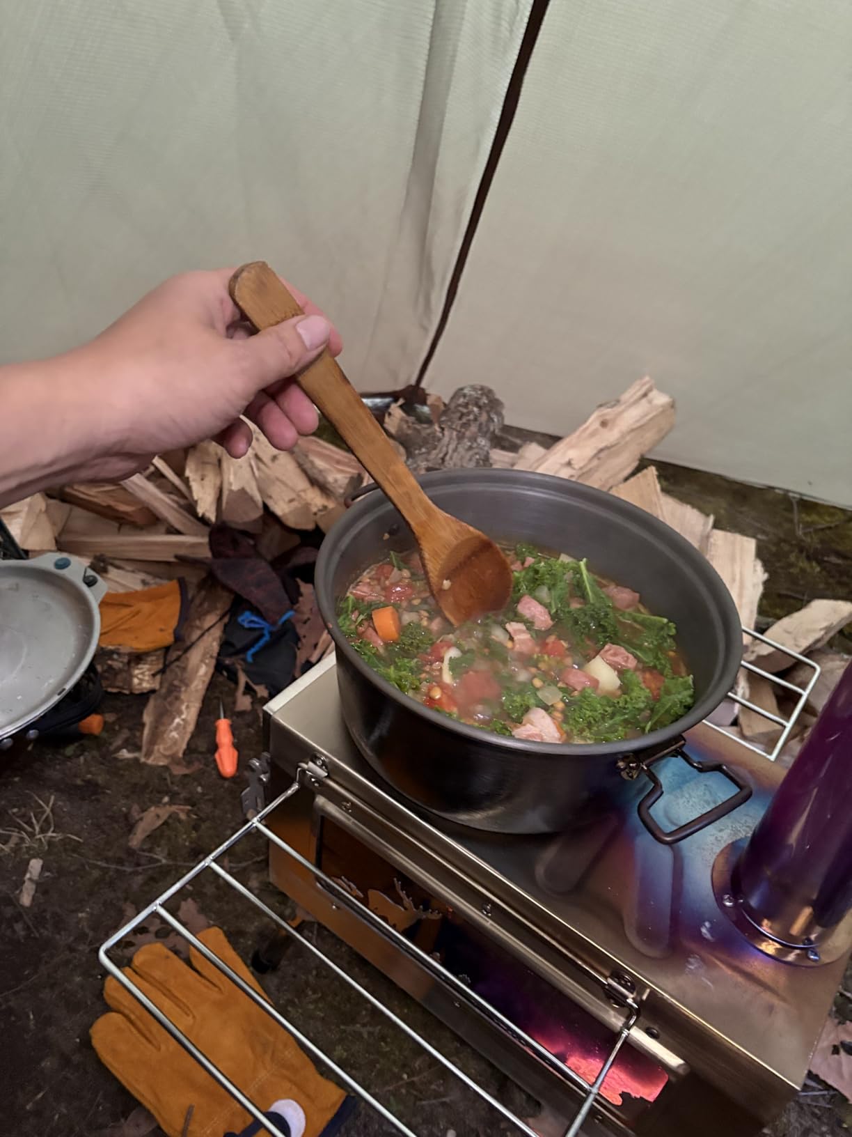 Outdoor Wood Burning Stove, Portable with Chimney Pipe for Cooking, Camping, Tent, Hiking, Fishing, Backpacking customer photo 1