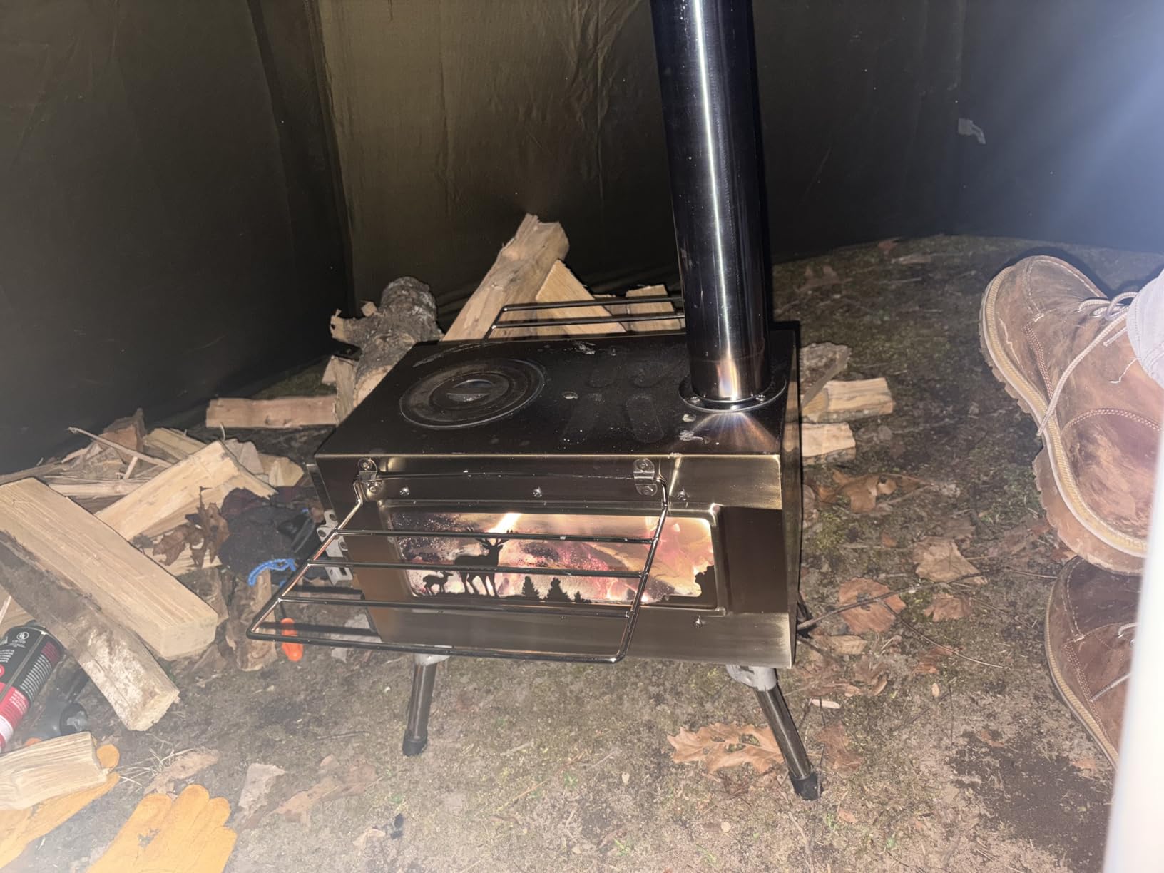 Outdoor Wood Burning Stove, Portable with Chimney Pipe for Cooking, Camping, Tent, Hiking, Fishing, Backpacking customer photo 2