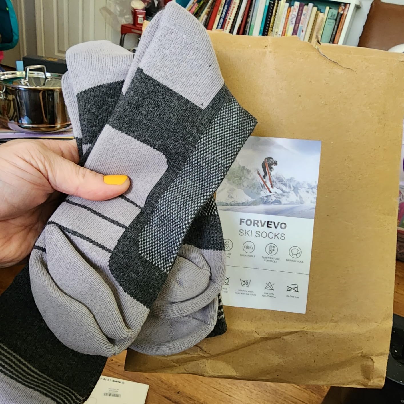 Merino Wool Ski Socks for Men & Women Multipairs, Thermal Warm Winter Snowboard Hunting Outdoor - Knee-high customer photo 2
