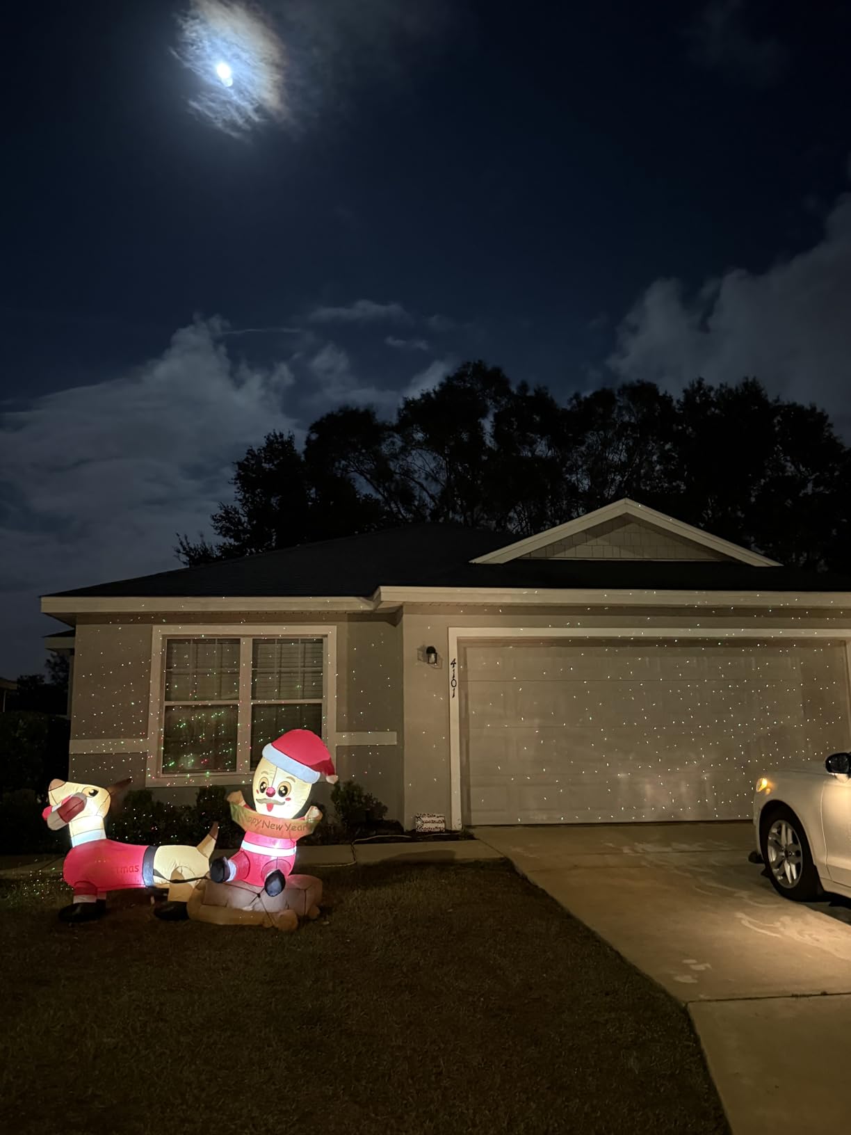 SUNFUCAN Laser Christmas Projector Lights Outdoor, Outdoor Garden Laser Light, Landscape Lights with Red and Green Stars, IP65 Waterproof,Cold Resistant. Suitable for Holiday, Party, Garden Decorati customer photo 1