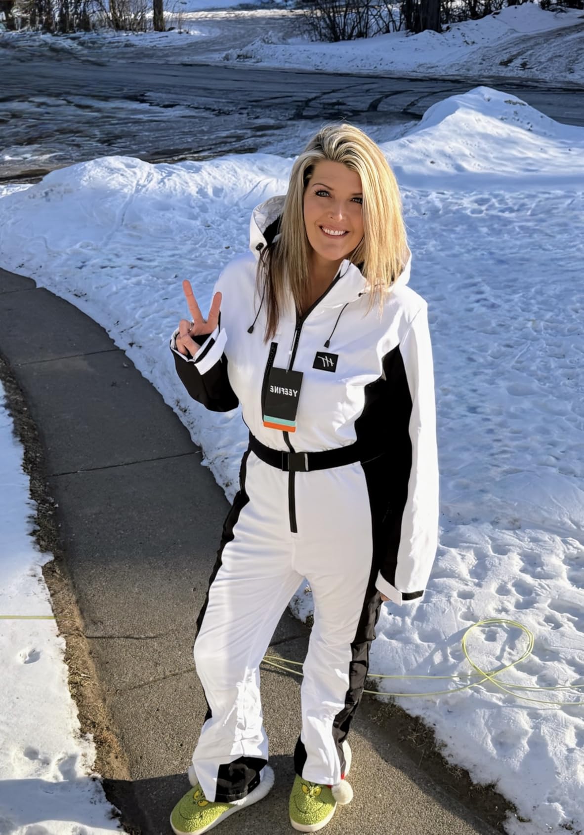 HOTIAN Women One Piece Ski Suits Slim Fit Overalls Jumpsuits Waterproof Winter Outdoor Snowboard Snow Suits customer photo 2