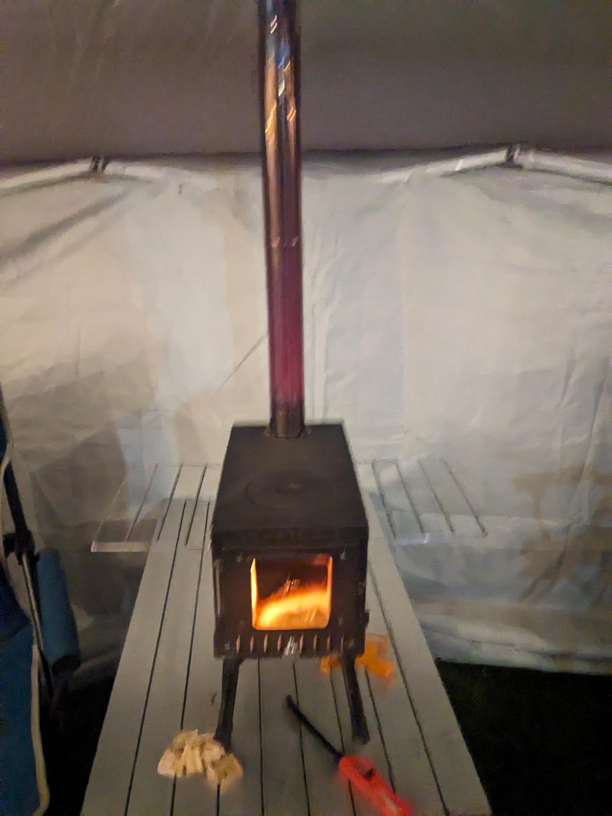 Huskfirm Wood Burning Stove, Tent Stove for Heating, Folding Portable Wood Stove for Tent, Cooking, Courtyard, Camping Stove include Chimney Pipes and Spark Arrestor customer photo 1