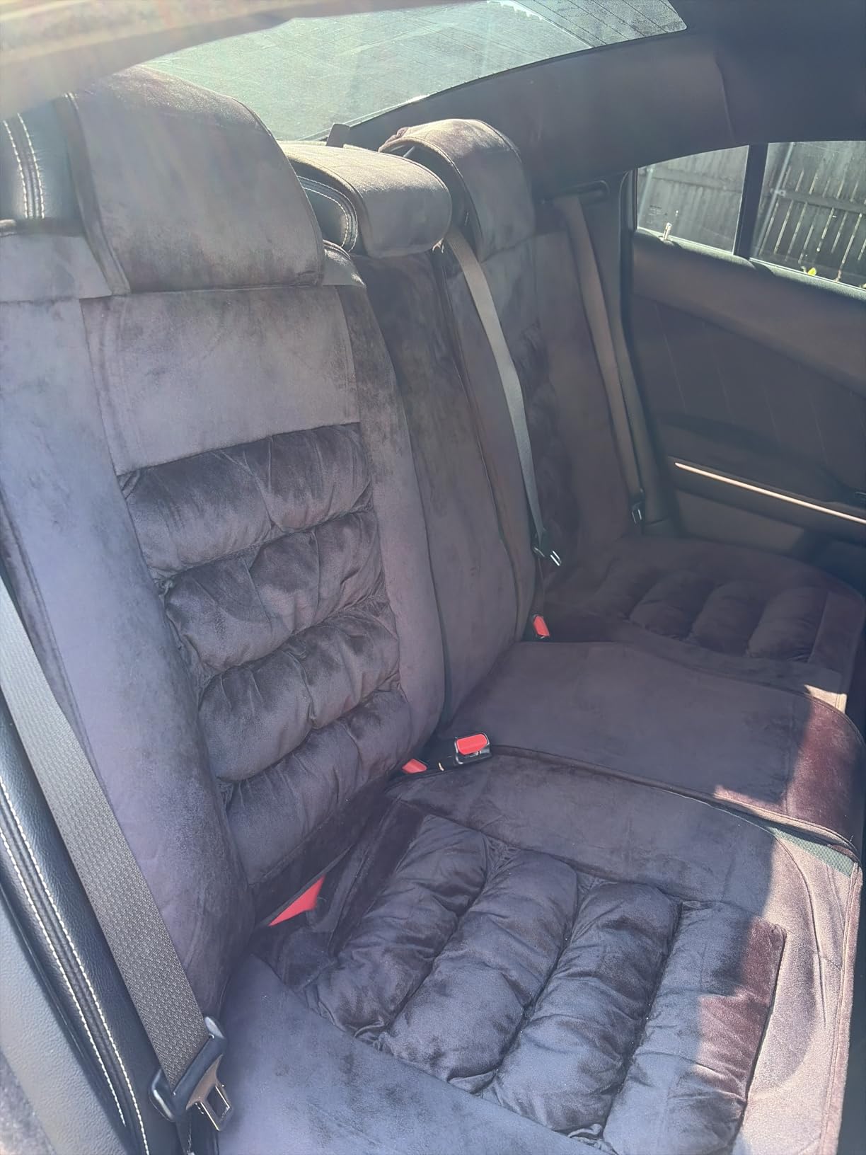 AOOG Fuzzy Car Seat Covers, Heated Bench Back Cushion Protector for Cars SUV Trucks (Front Pair, Grey) customer photo 2