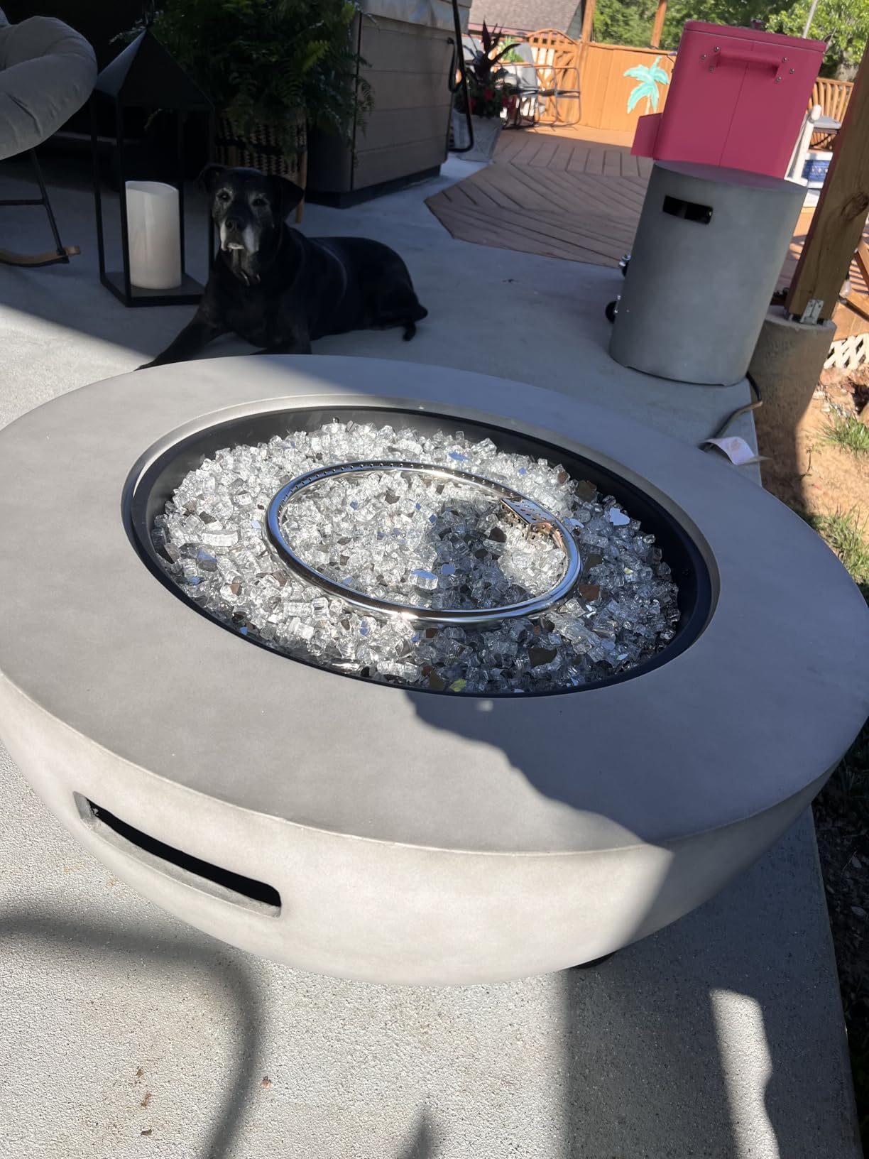 60-inch Fire Pit Table w/Tank Cover, 2-Piece Outdoor Propane/Natural Gas Firepit for Outside Patio, Included SUS201 Rectangle Burner, Auto-Ignition, Metal Lid, Rain Cover (50,000 BTU, Grey) customer photo 1